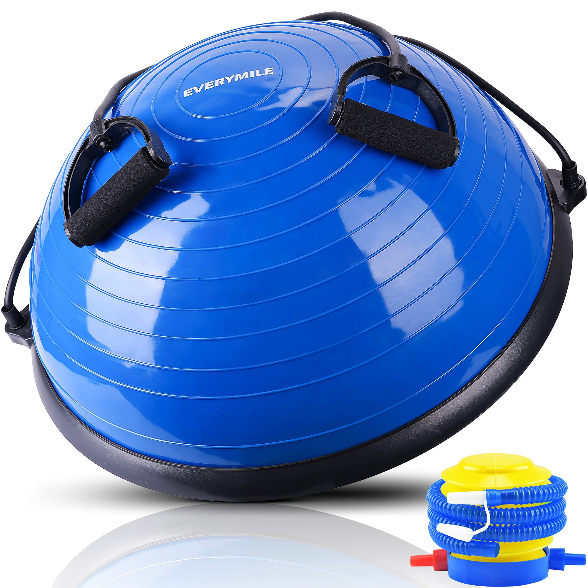 EVERYMILE 23.6 Inch Anti-Skid Balance Ball Trainer with Resistance Bands & Pump - Stability Yoga Exercise Ball for Core Training, Home Gym Workouts | Perfect for Pilates, Physical Therapy & Office Chair Replacement