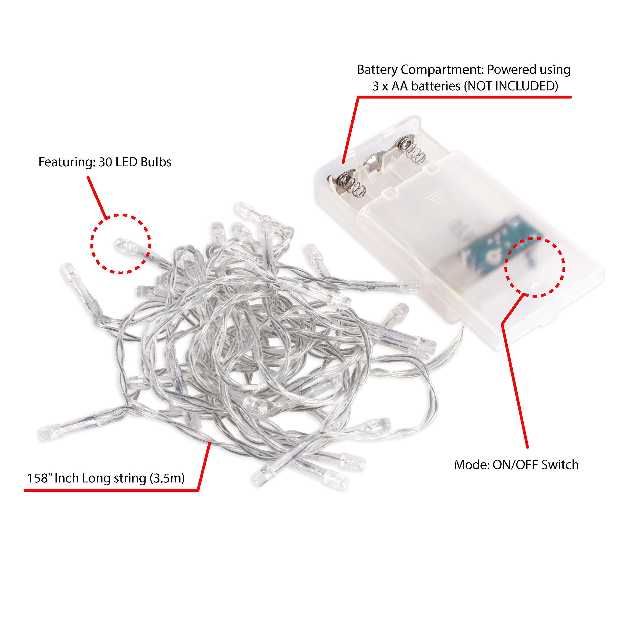 30 Mini Bulb LED Battery Operated Fairy String Lights - 158