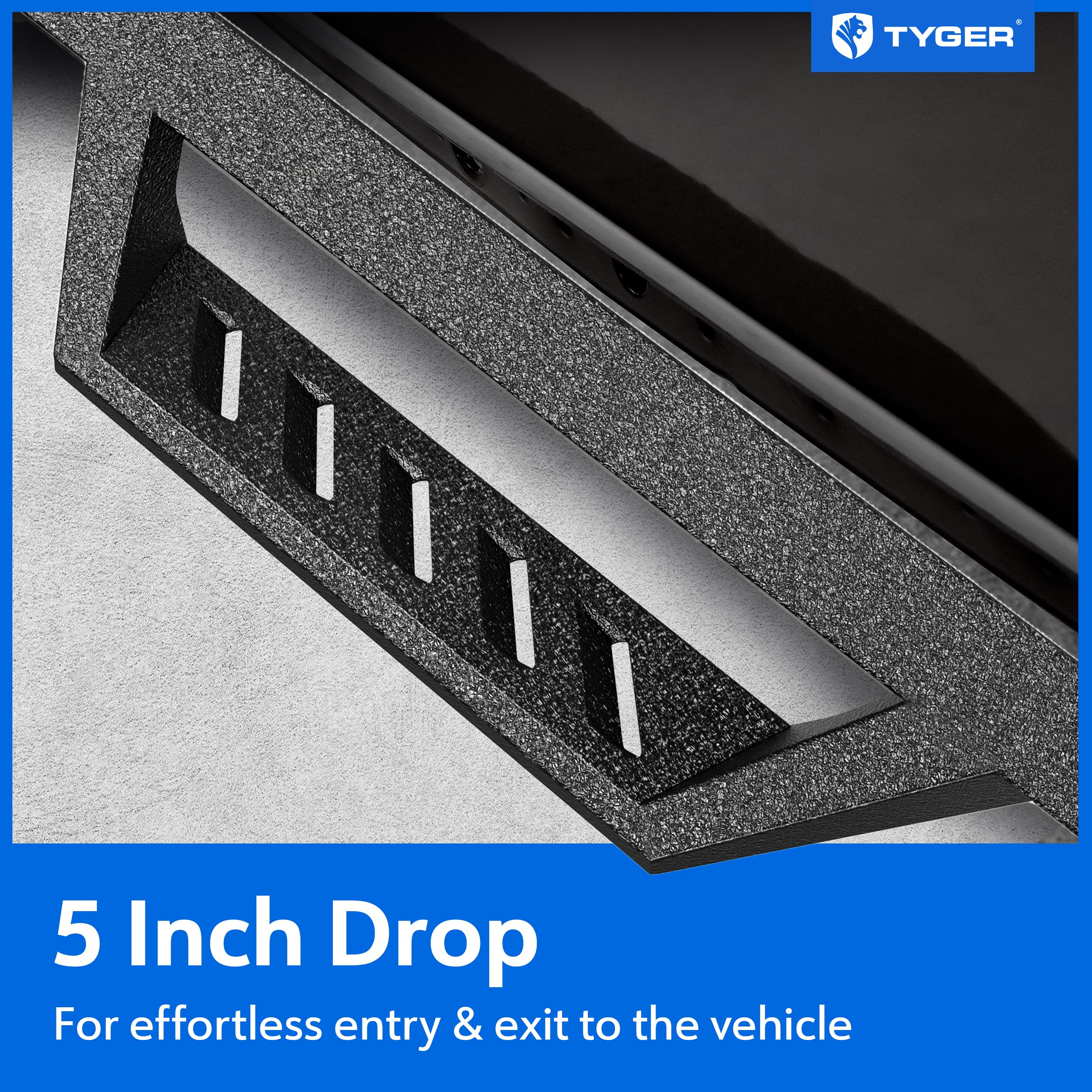 Tyger Auto LanderX Running Boards for 2019-2025 Chevy Silverado & GMC Sierra 1500/2500/3500HD (Excludes 2019 LD) | Double Cab Drop Step Nerf Bars | TG-LX3C82458 | Off-Road & Daily Driving Side Steps