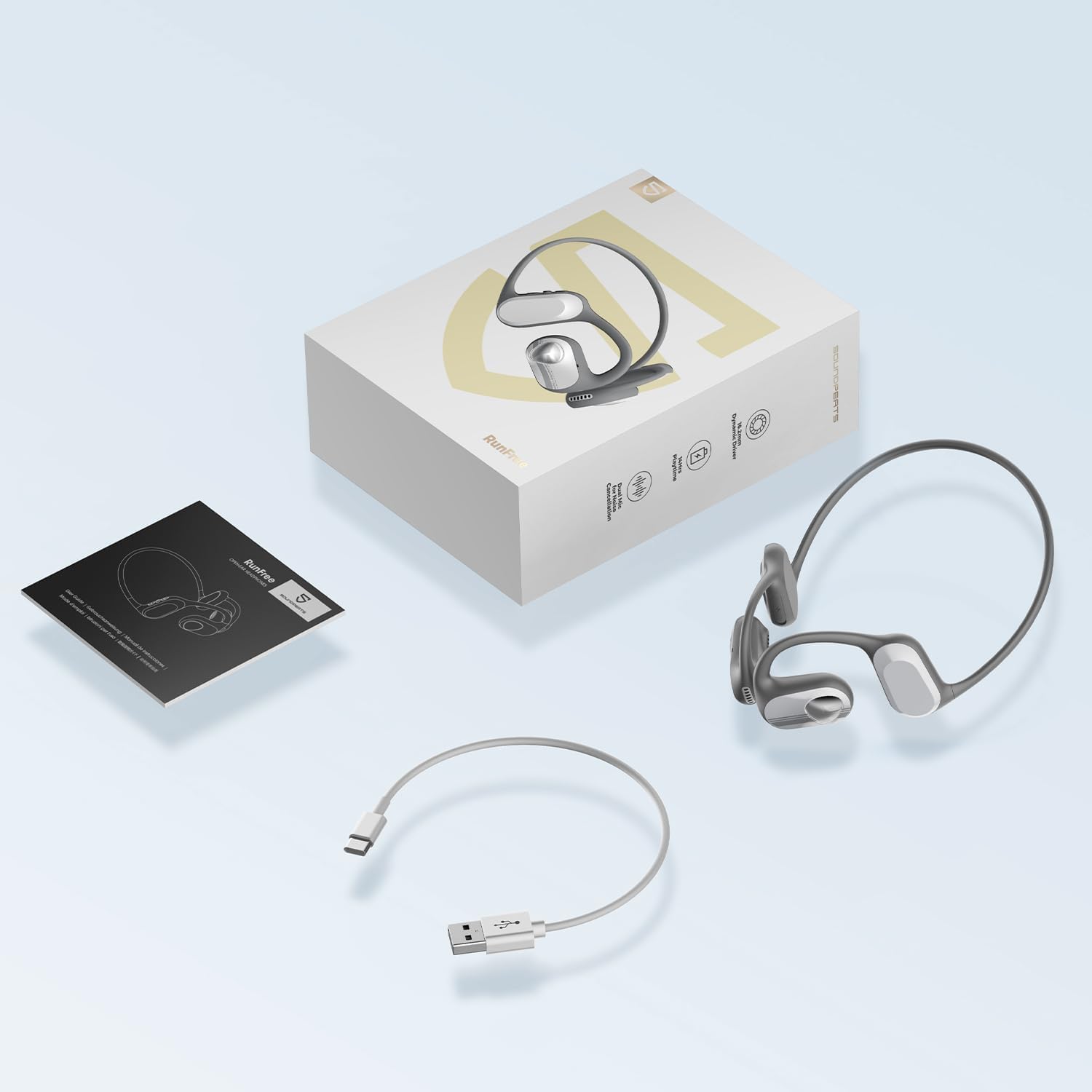 SoundPEATS RunFree Air Conduction Wireless Earbuds - Bluetooth 5.3 Open-Ear Headphones, IPX4 Sweatproof, 16.2mm Driver, 4 Mics, 14H Battery, Low Latency Game Mode - Perfect for Running, Gym Workouts & Outdoor Sports