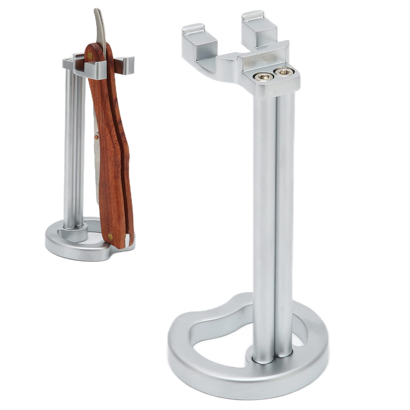 Stainless Steel Universal Razor Holder & Shaving Brush Stand - Durable Men's Shaving Accessory Organizer for Safety Razors | Perfect for Bathroom Countertop, Travel & Gift Giving