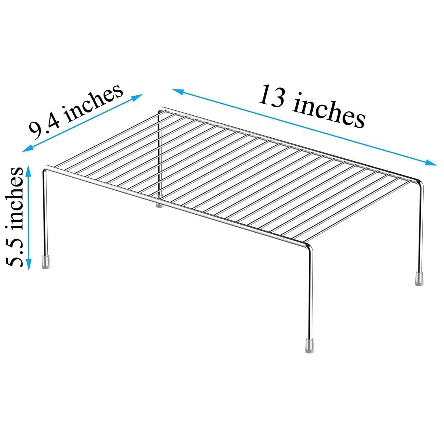 4-Pack Chrome Metal Wire Kitchen Cabinet Shelf Organizer Set (13 x 9.4 Inch) - Pantry Storage Shelves, Dish Plate Racks for Cabinets, Freezer, Counter & Cupboard Organization - Perfect for Small Space Kitchen Storage & Home Organization