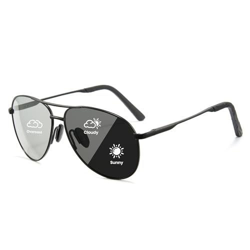 06-photochromic Aviator Sunglasses-black Frame