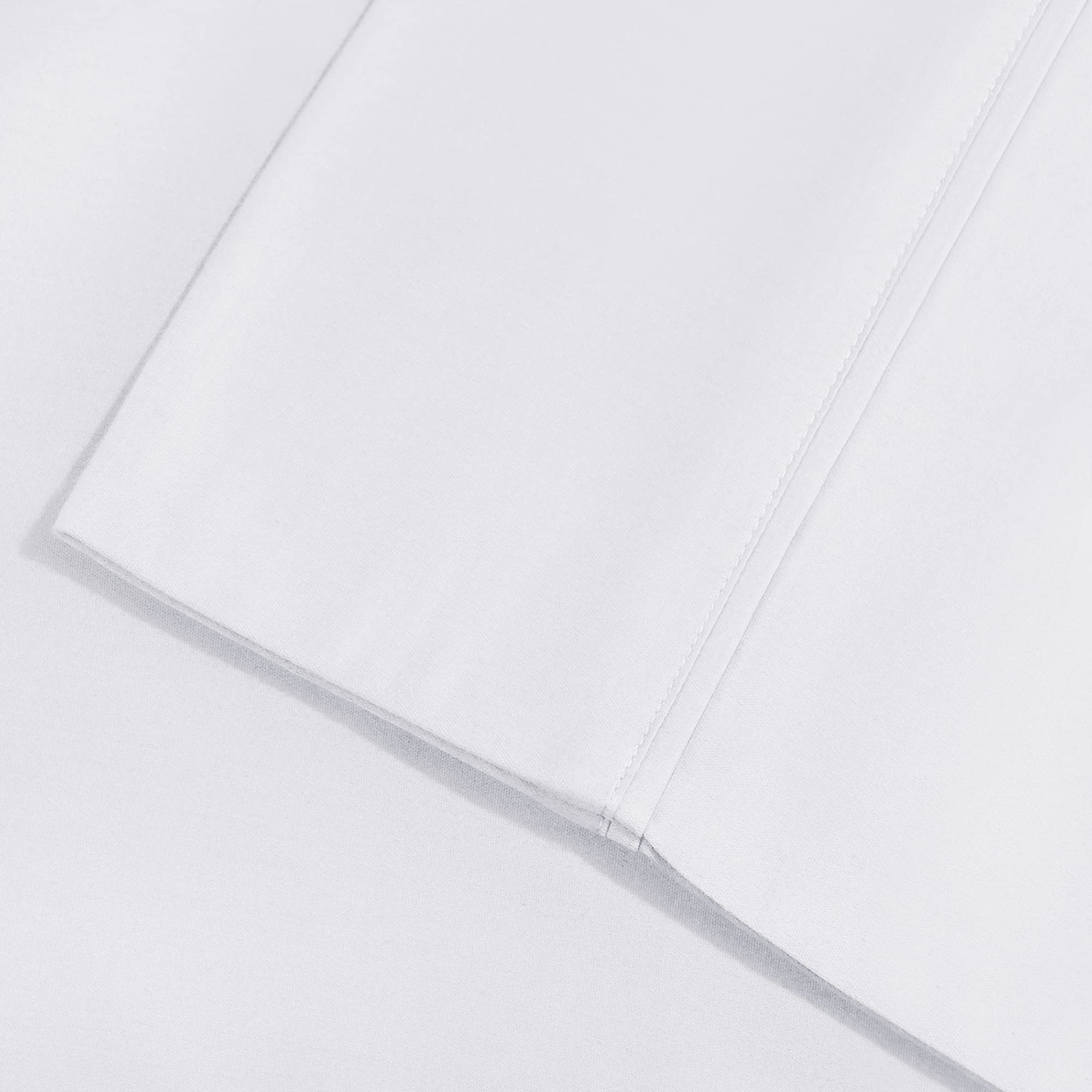 Soft & Wrinkle-Resistant Cotton Blend 4-Piece Deep Pocket Olympic Queen Bed Sheet Set - Solid White | Perfect for Guest Rooms, Dorms & Luxury Bedrooms