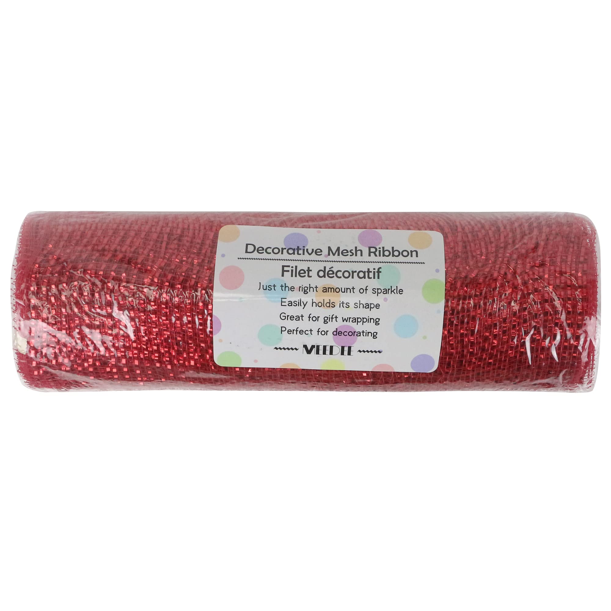 MEEDEE 10 Inch Wide Red and Gold Metallic Mesh Ribbon - 30 Feet Christmas Tree Decoration, Wreath & Garland Craft Supplies for Holiday DIY, Party Decor, Gift Wrapping and Home Décor