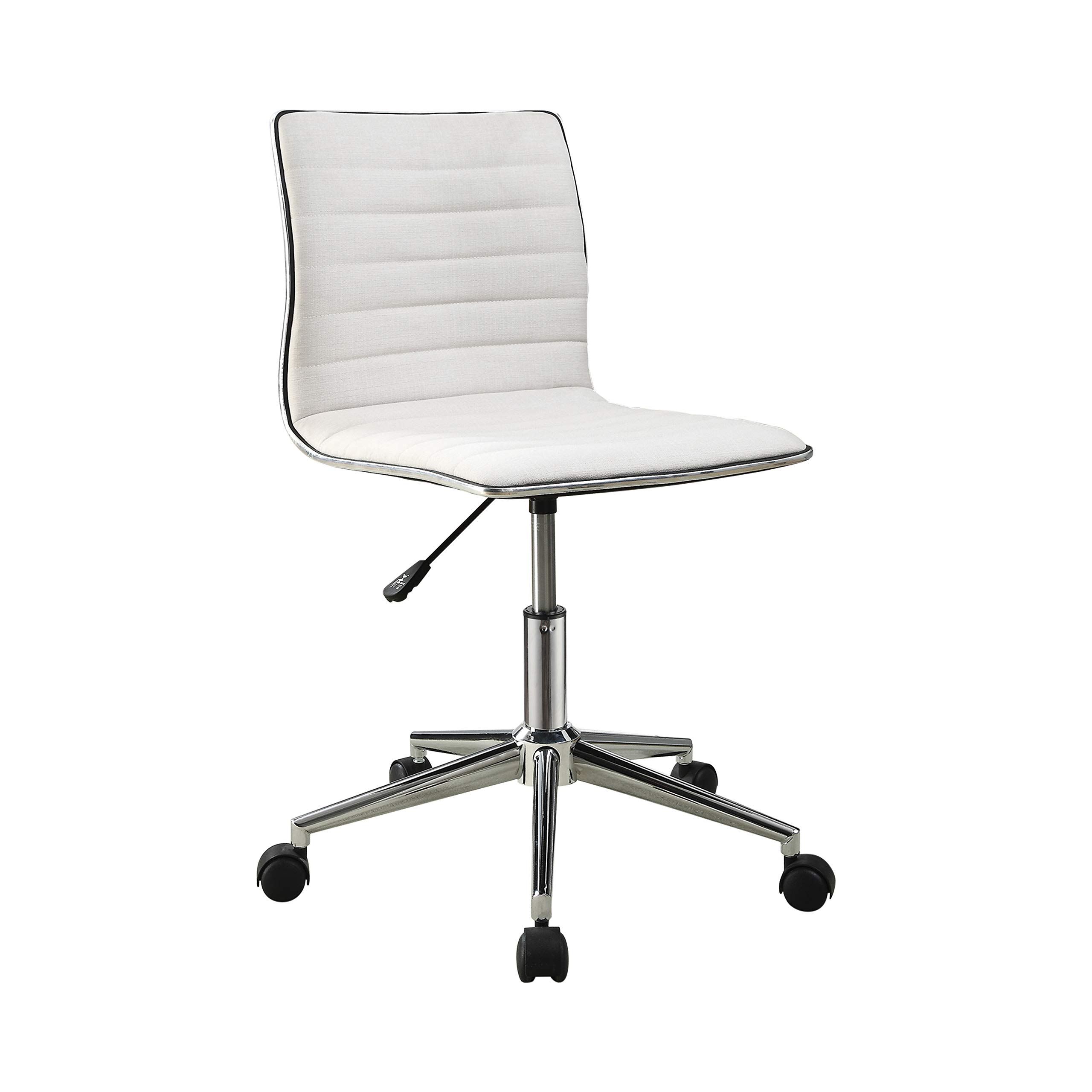 Modern White Sleek Home Office Chair with Chrome Base - Ergonomic Desk Chair for Work, Study & Gaming - Comfortable Rolling Swivel Chair for Office, Computer, Writing & Conference Room