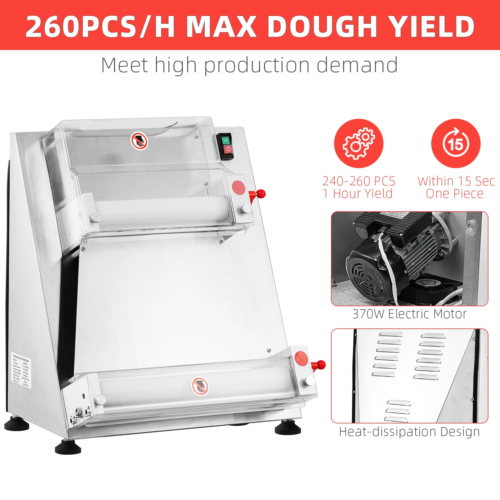 Commercial Pizza Dough Roller Sheeter Machine - 24.8
