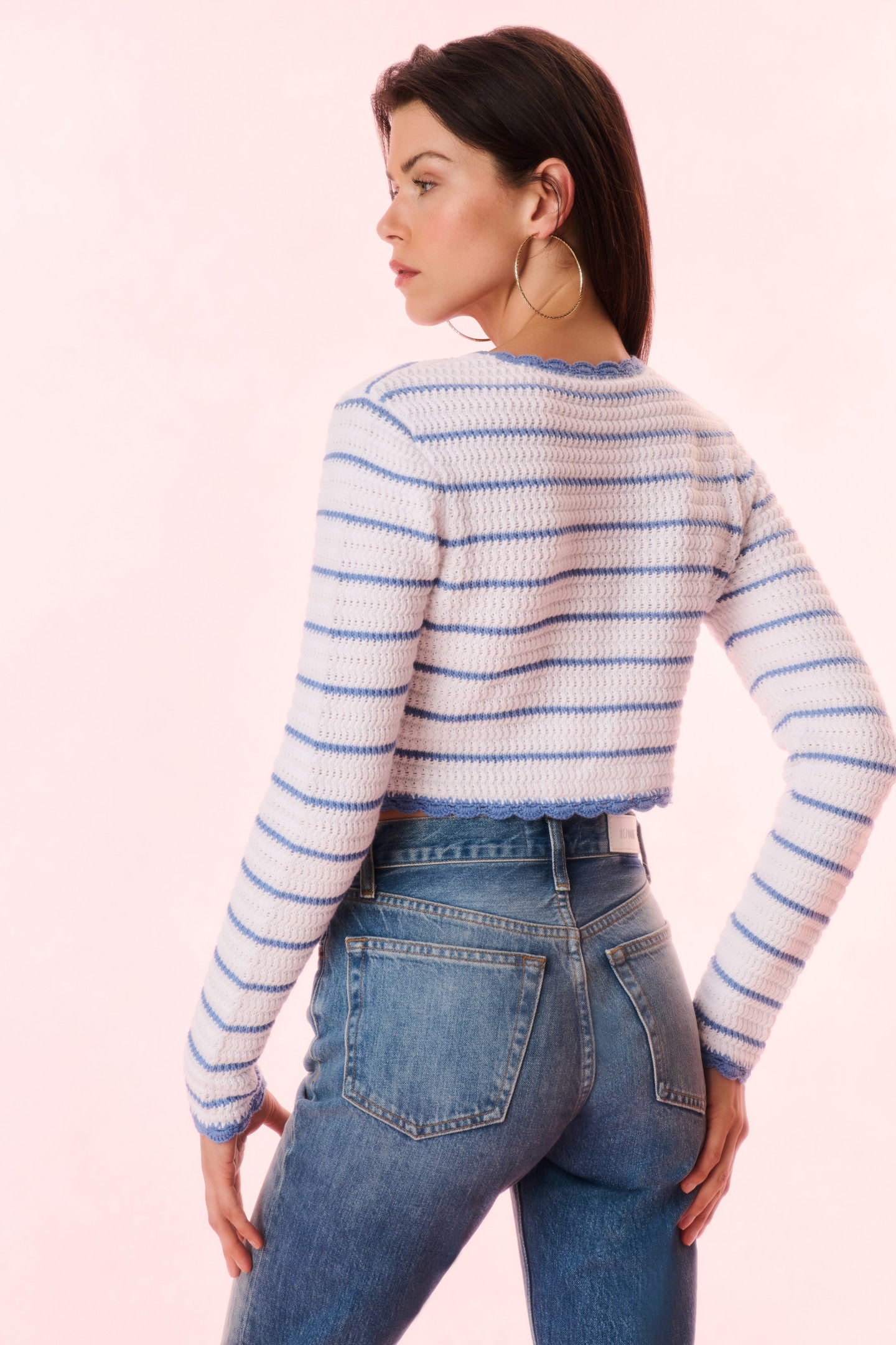 Lamiya Striped Crochet Cardigan for Women - Lightweight Summer Open Front Knit Sweater - Perfect for Beach Cover Up, Boho Outfits & Casual Wear