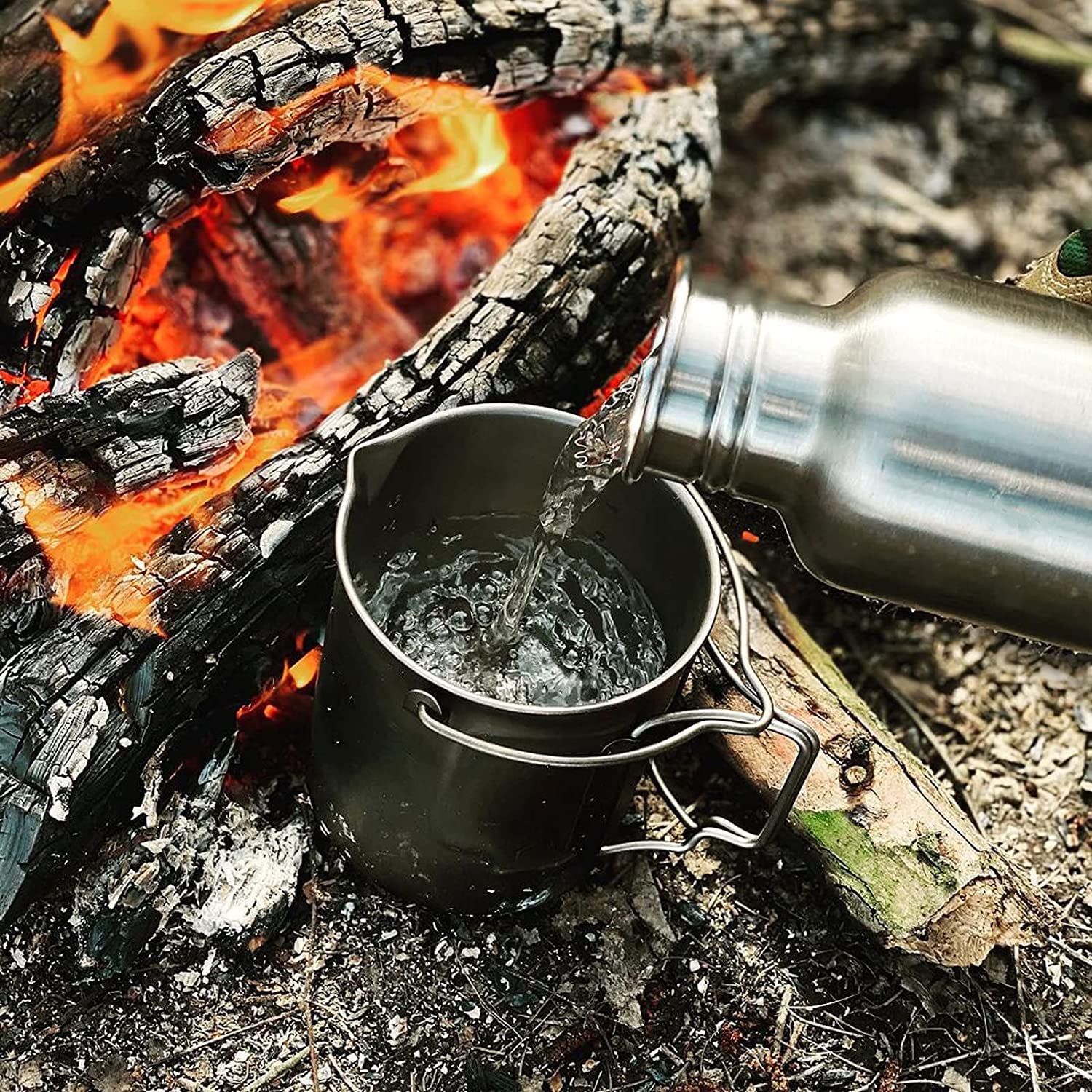 Bestargot Titanium Pot 750ml - Ultralight Portable French Press Coffee Maker & Camping Cookware | Survival Gear for Backpacking, Hiking & Outdoor Adventures | Compatible with Camp Stoves & Backpacking Burners | Perfect for Camping, Travel & Emergency Preparedness