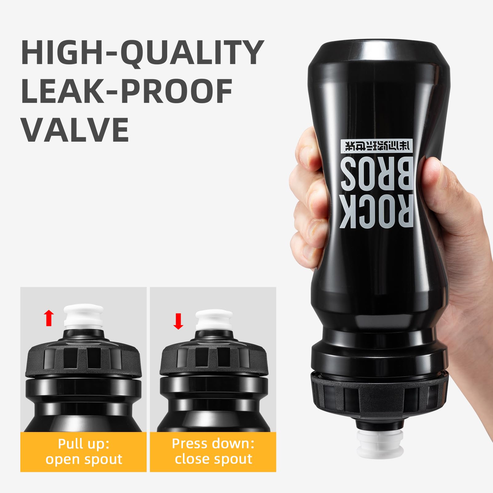 ROCKBROS 20oz BPA-Free Squeeze Bike Water Bottle - Leak-Proof Cycling Bottle for Road Bikes, Mountain Biking & Outdoor Sports