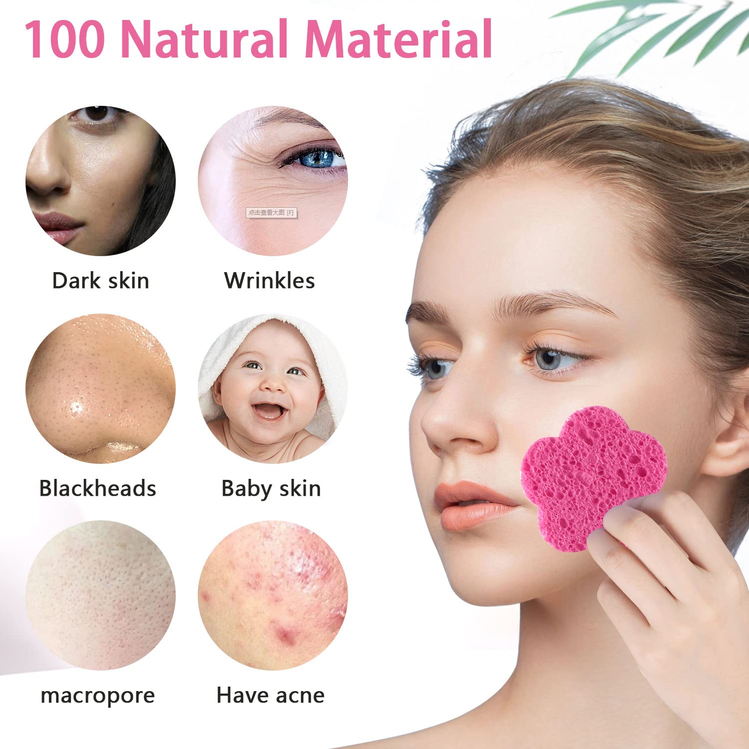 50-Count Compressed Facial Sponges | Natural Cleansing Pads | Cute Flower Exfoliating Sponges | Reusable Makeup Remover | Best Gift for Skincare Lovers (White+Pink) | Perfect for Daily Face Cleansing & Gentle Exfoliation