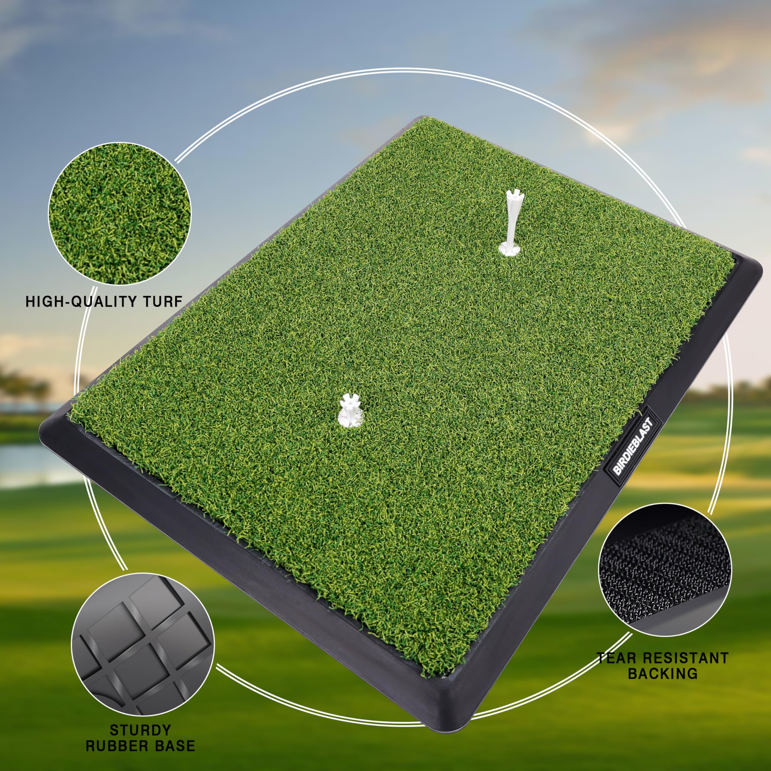 Premium Golf Hitting Mat with Rubber Base - Professional Indoor/Outdoor Practice Turf Mat for Driving Range, Backyard & Home Training | Durable Golf Training Aid for Swing Practice