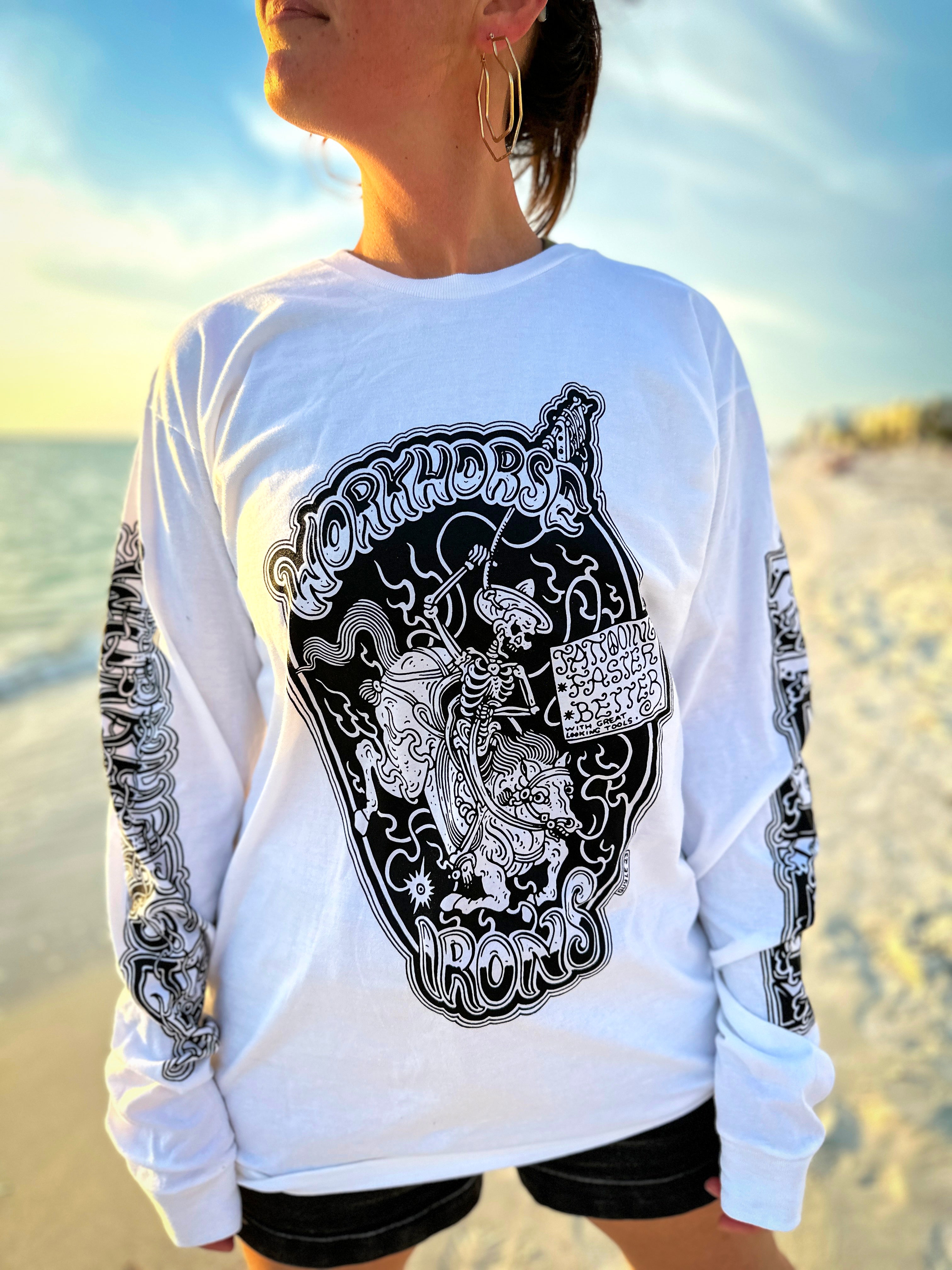 Guy Le Workhorse Long Sleeve T-Shirt for Men - Premium White Cotton Shirt - Comfortable Workwear for Construction, Outdoor & Casual Wear