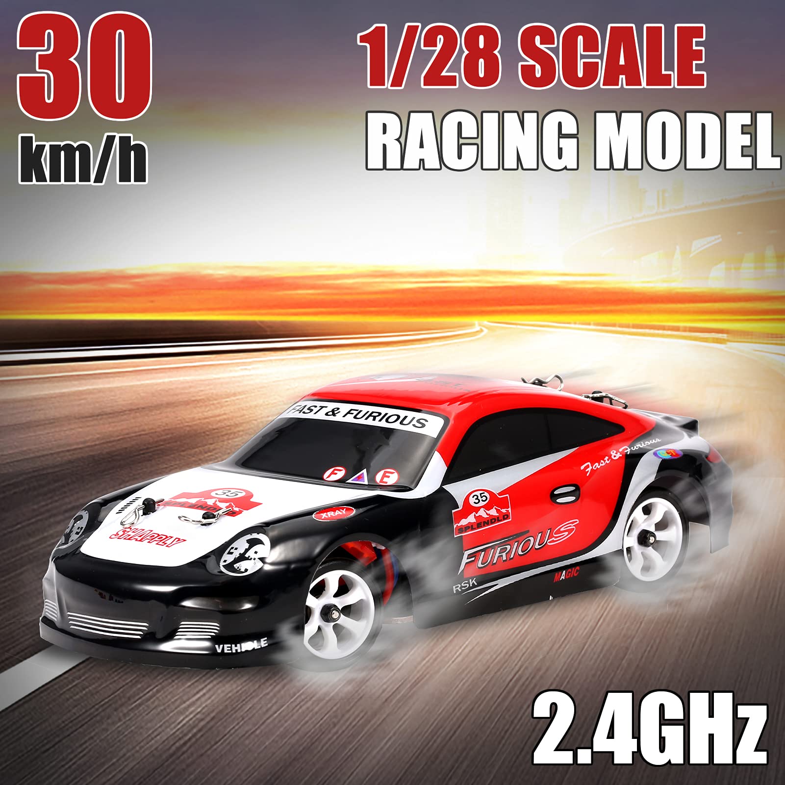 GoolRC WLtoys K969 1:28 Scale 2.4GHz 4WD RC Car - 30KM/H High Speed Remote Control Racing & Drift Car for Kids and Adults - Perfect for Indoor/Outdoor Racing, Backyard Drifting & Family Fun
