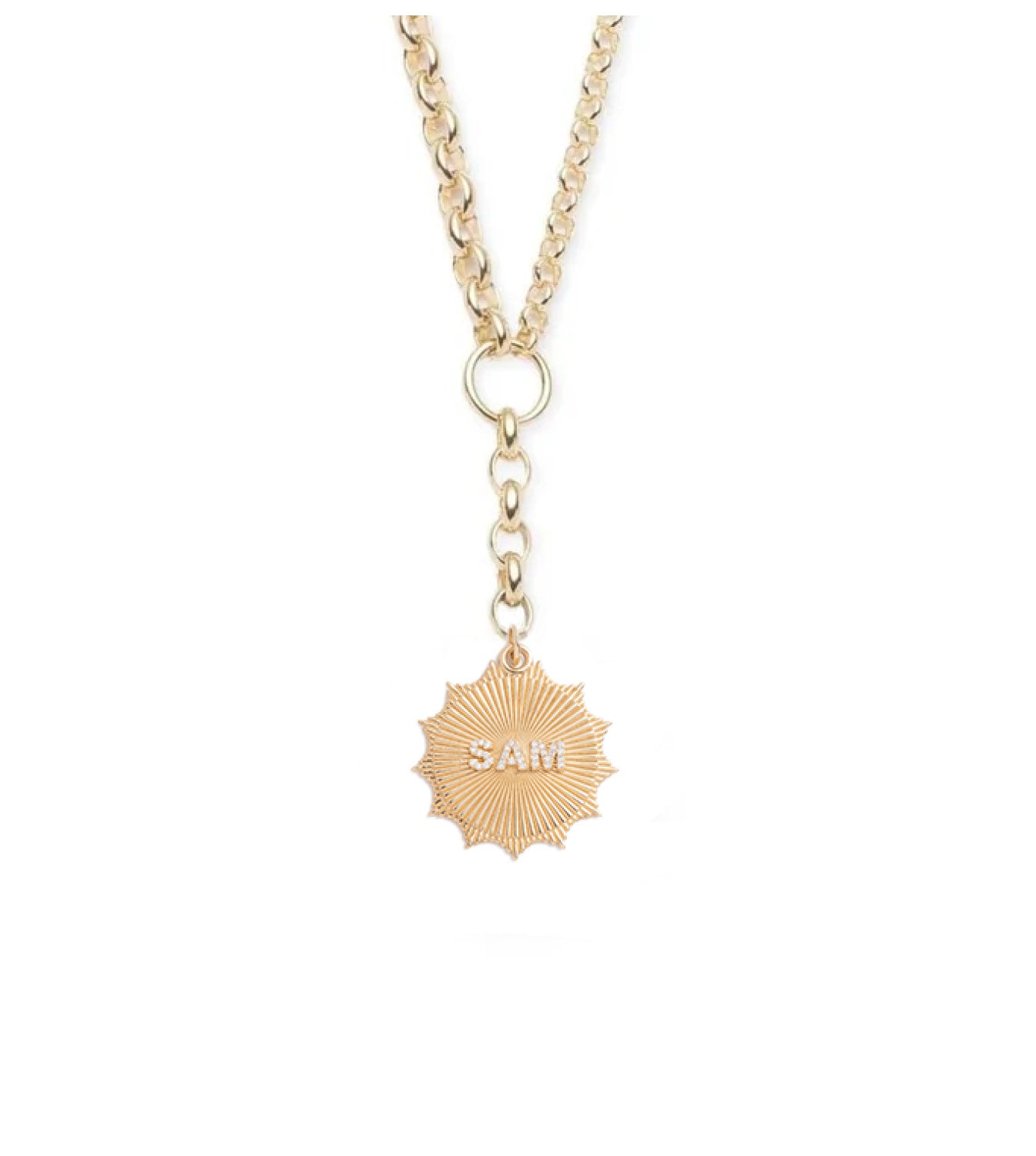 Custom Engraved Love Token Necklace - Heavy Mixed Belcher Chain with Radiating Design - Perfect for Anniversaries, Valentine's Day & Romantic Gifts