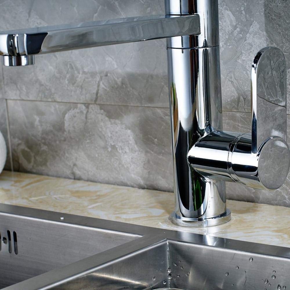 Polished Chrome Single Handle Pull Down Kitchen Sink Faucet - Hot & Cold Water Mixer Tap for Modern Bathroom & Kitchen (Perfect for Washing Dishes, Filling Pots & Daily Cleaning)