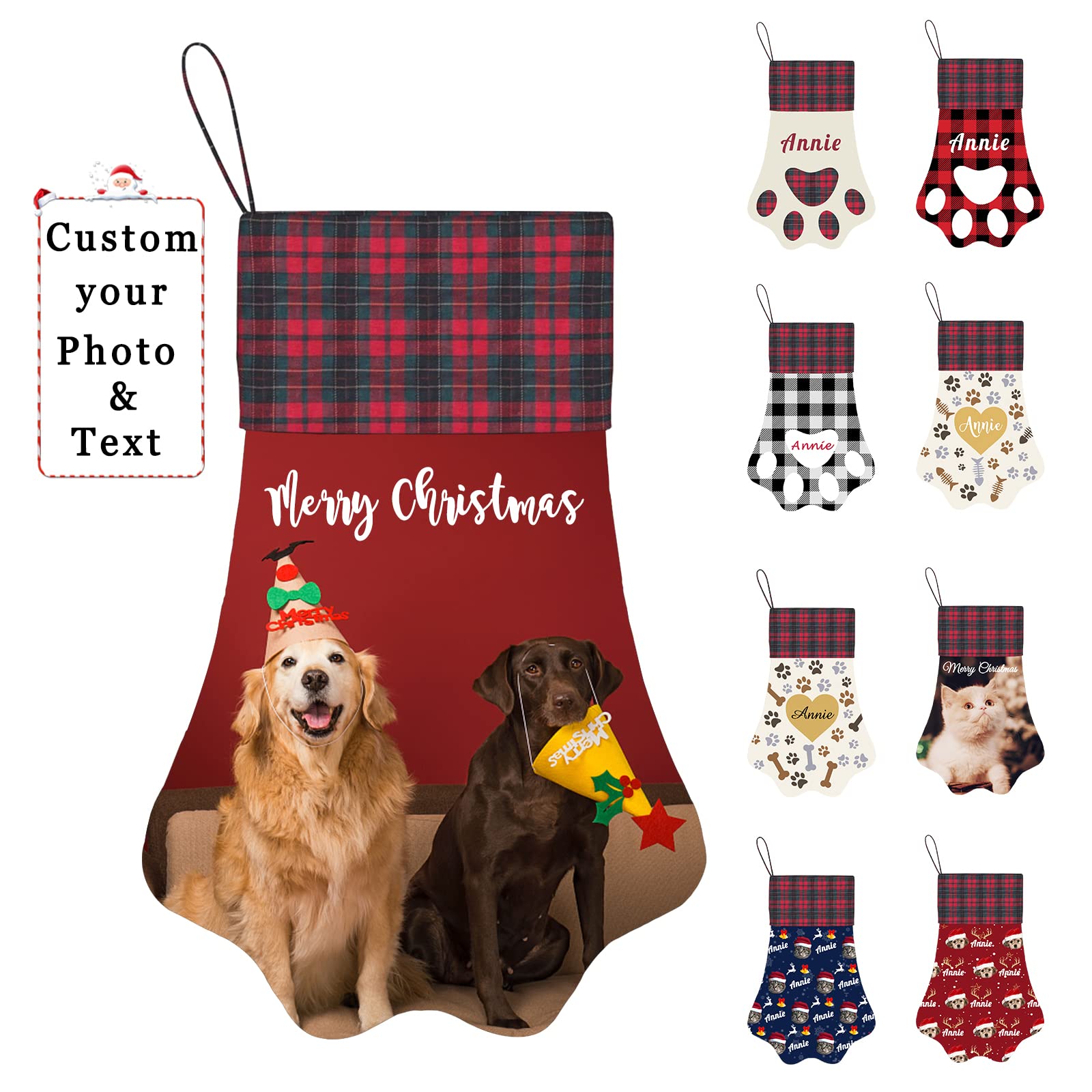 **Custom Personalized Christmas Stockings for Dogs & Cats - Large 17