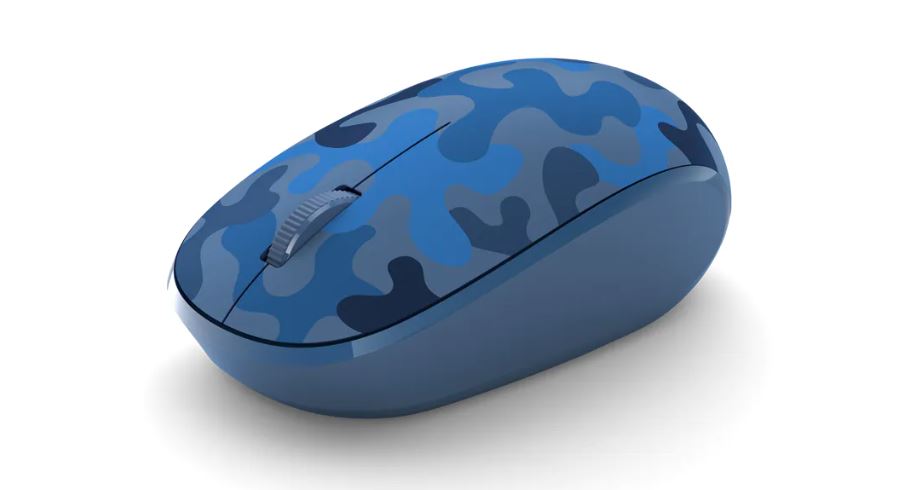 Microsoft Bluetooth Mouse - Wireless Ergonomic Mouse with Blue Camo Design for Laptop, PC, Mac - Perfect for Office, Home & Travel Use