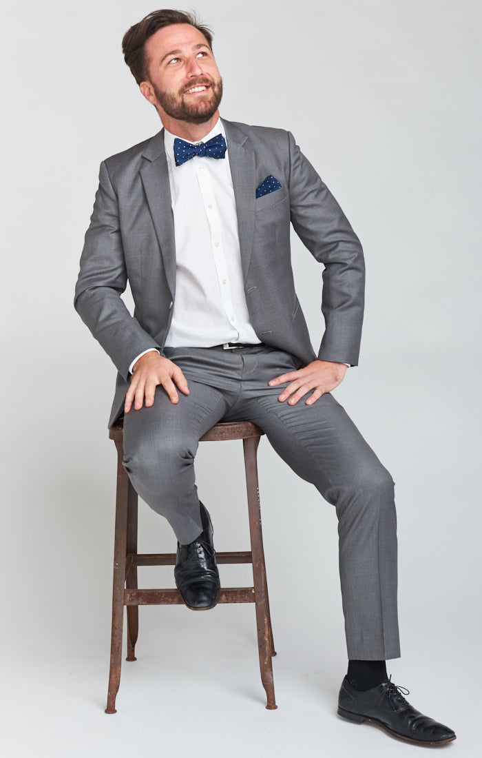 Stylish Josh Bow Tie in Rich Navy Dot Pattern - Perfect for Weddings, Parties & Formal Events
