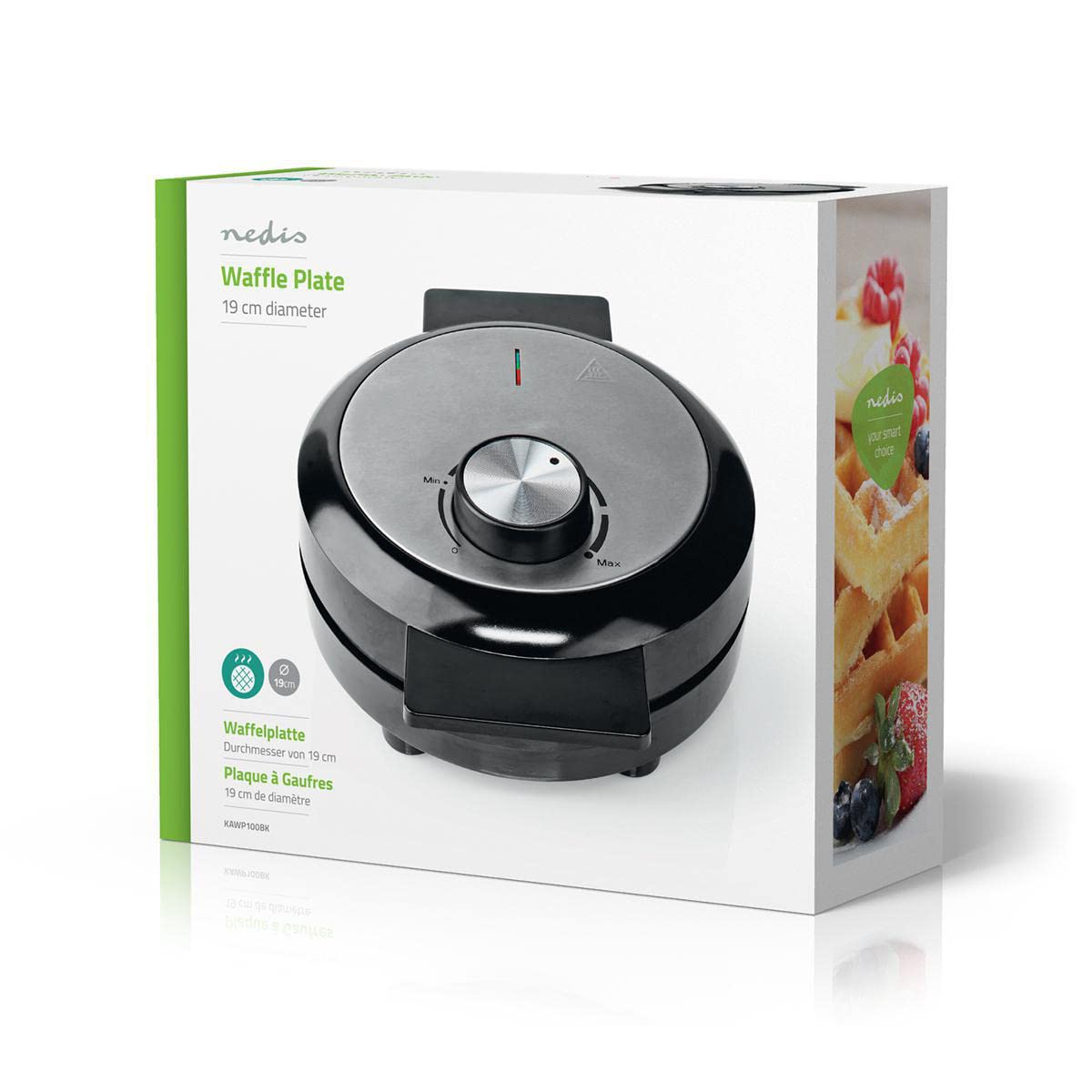 Nedis Heart-Shaped Waffle Maker for 5 Mini Waffles - Non-Stick Plates, Adjustable Temperature Control, 1000W - Black/Silver - Perfect for Valentine's Day, Breakfast, and Kids' Snacks