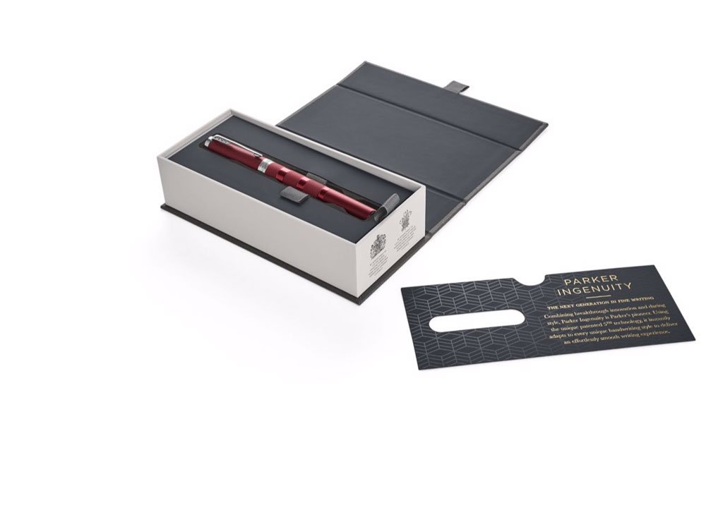Premium Parker Ingenuity 5th Technology Ballpoint Pen - Deluxe Black & Red Design, Medium Point with Black Ink Refill - Ideal for Business Professionals, Gift Giving & Luxury Writing Experience