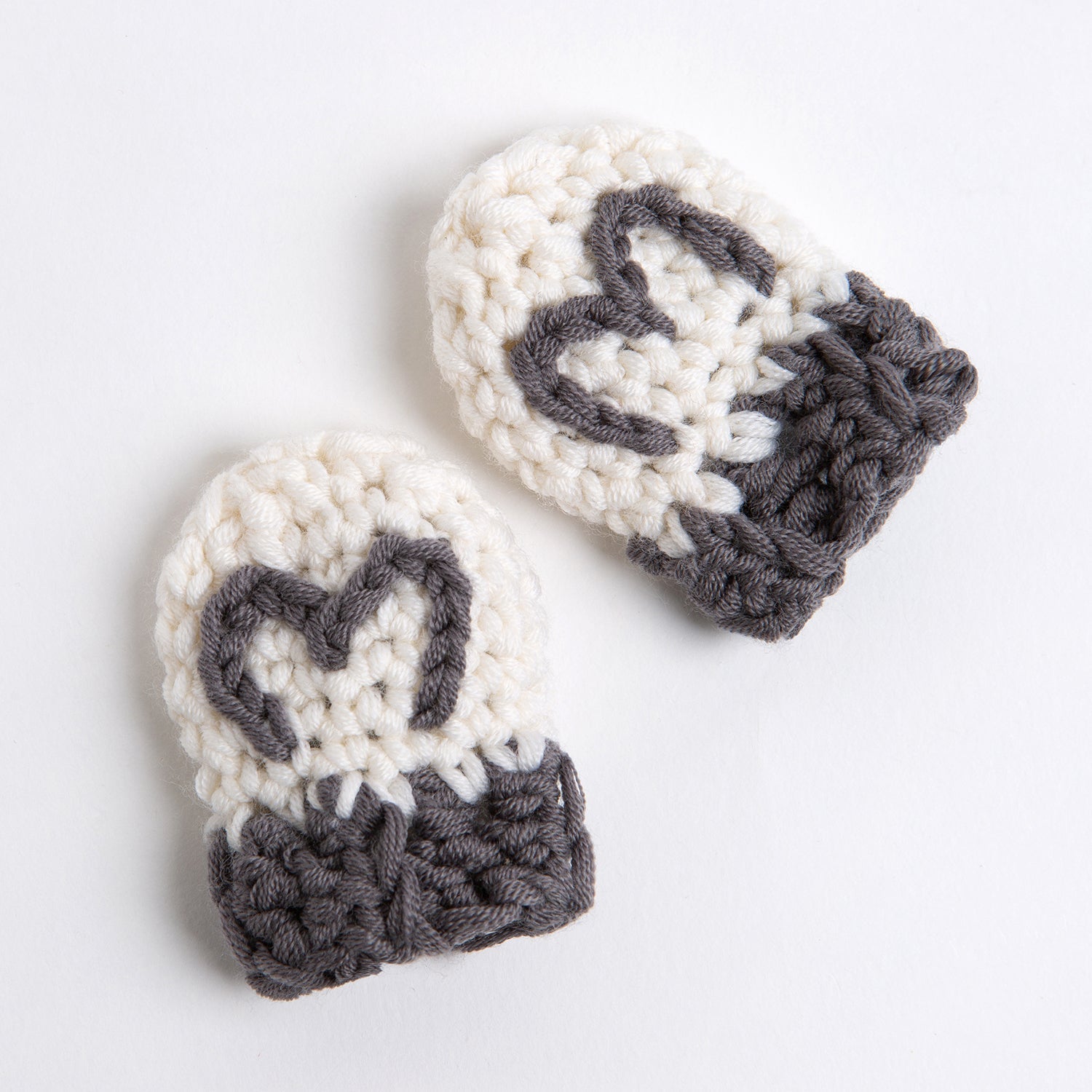 Handmade Embroidered Baby Hat and Mittens Crochet Set - Soft Granite & Natural Cream Yarn for Newborns | Perfect Baby Shower Gift & Winter Newborn Photography Prop