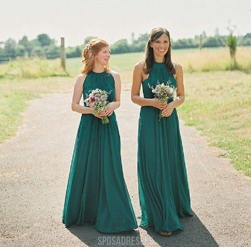 Affordable Custom Green Chiffon Halter Bridesmaid Dresses - WG221 | Elegant Formal Wear for Weddings, Parties & Special Occasions