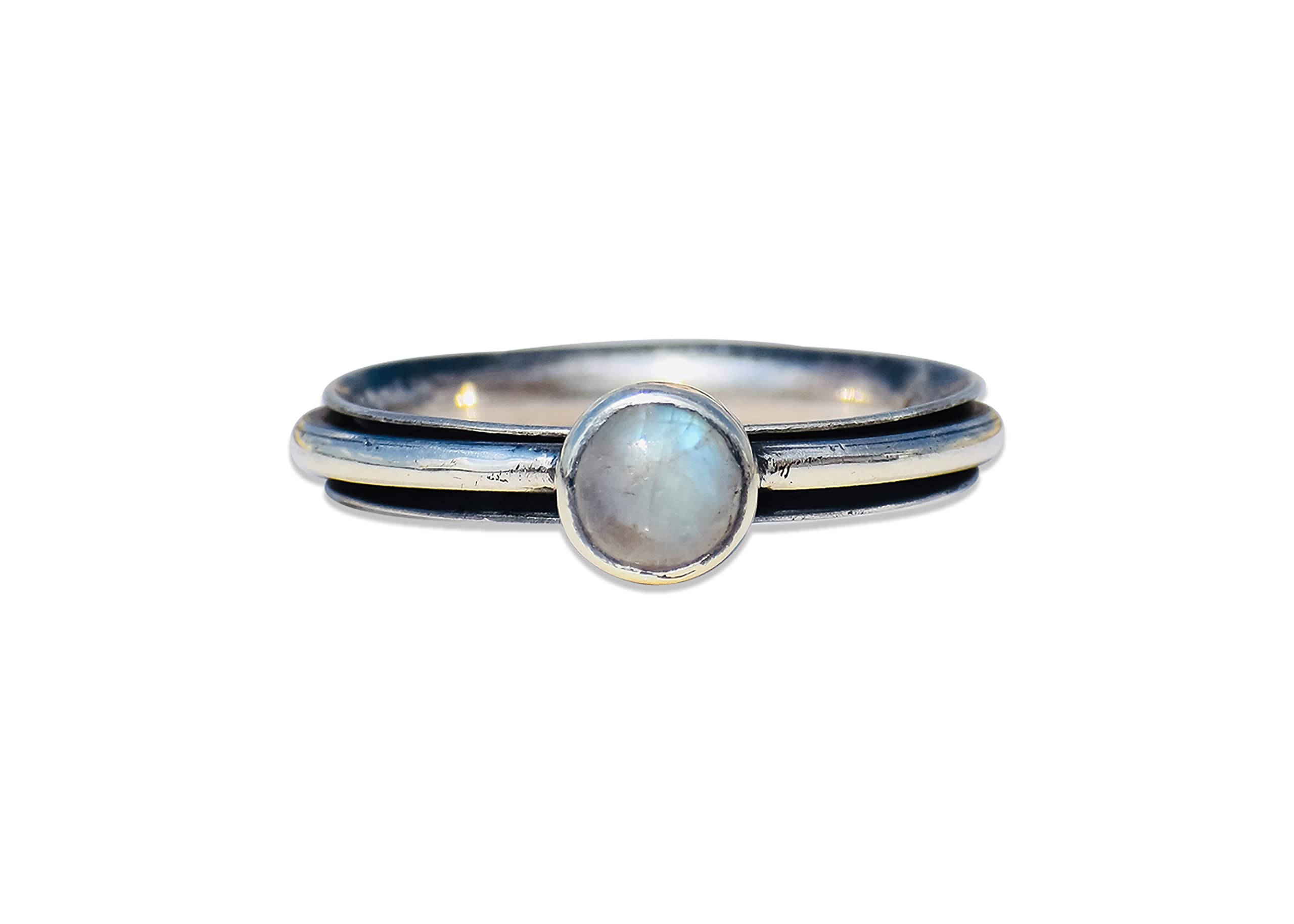 Moonstone Sterling Silver Ring for Women – Minimalist Gemstone Promise & Spinner Ring (W 1/2) | Perfect for Everyday Wear, Gifts & Special Occasions