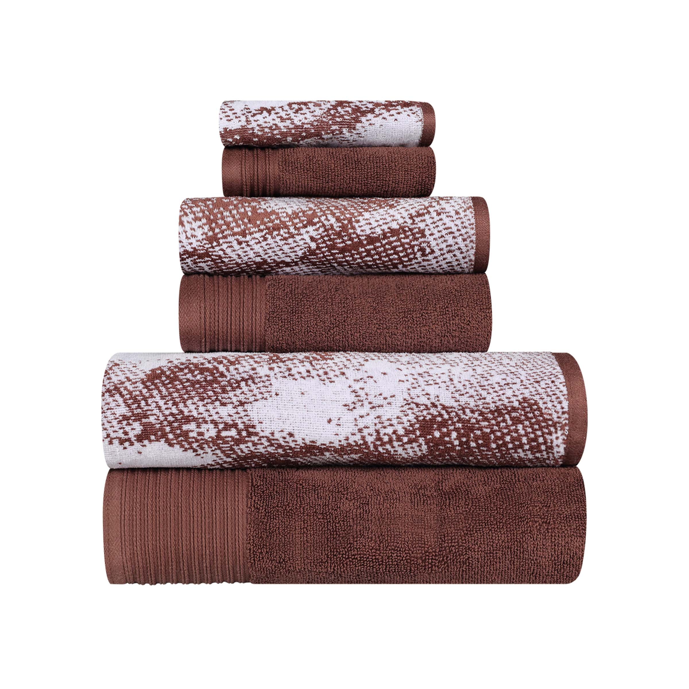 Premium 6-Piece Cotton Quick-Drying Towel Set - Solid & Marble Patterns for Bath, Gym, Beach, and Spa | Ultra Absorbent & Soft Bath Towels
