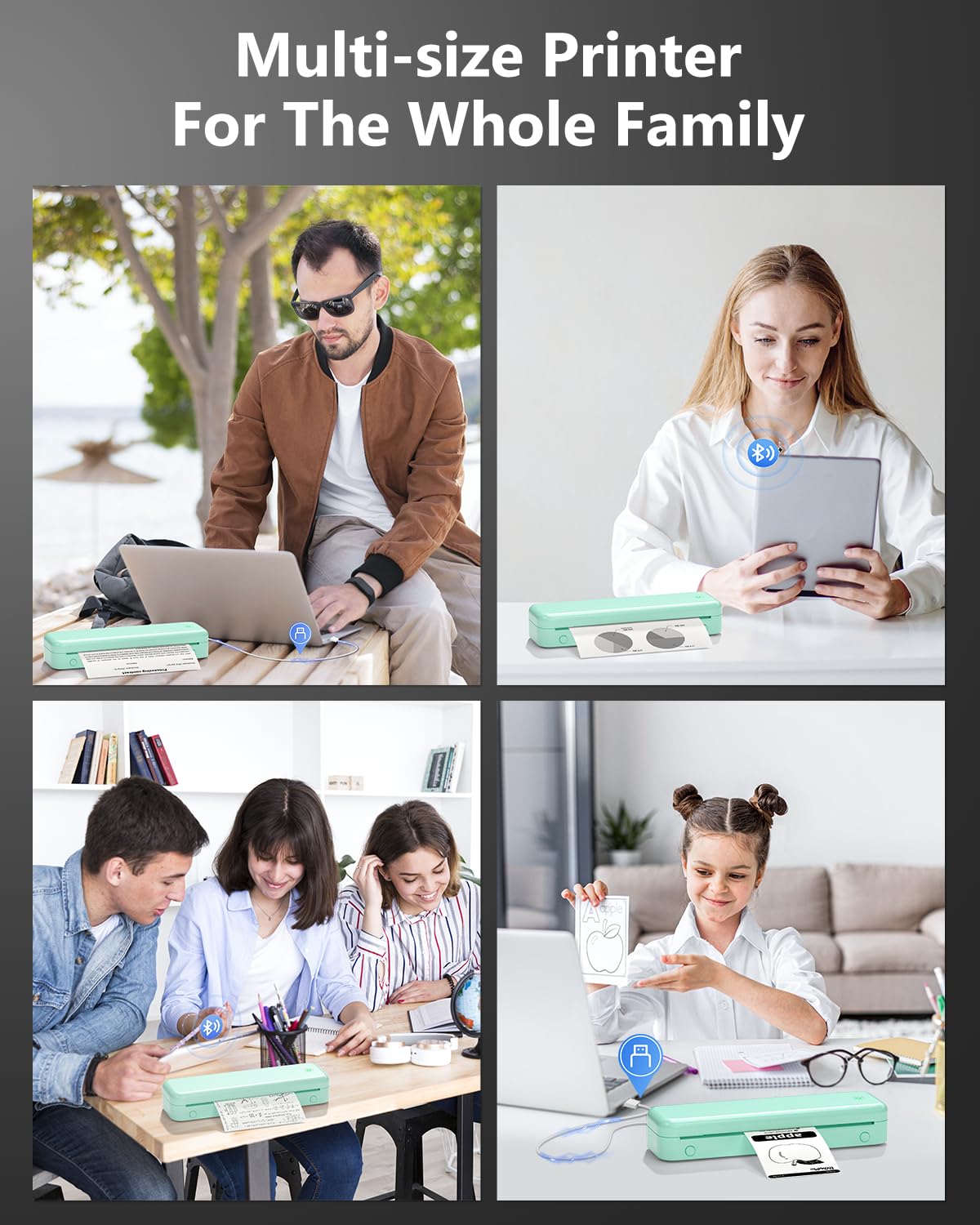 Itari Inkless Thermal Printer - Portable Wireless A4 Printer for Phone & Laptop | Mobile Printing with 1 Roll Thermal Paper | Perfect for Travel, Home Office & School Use
