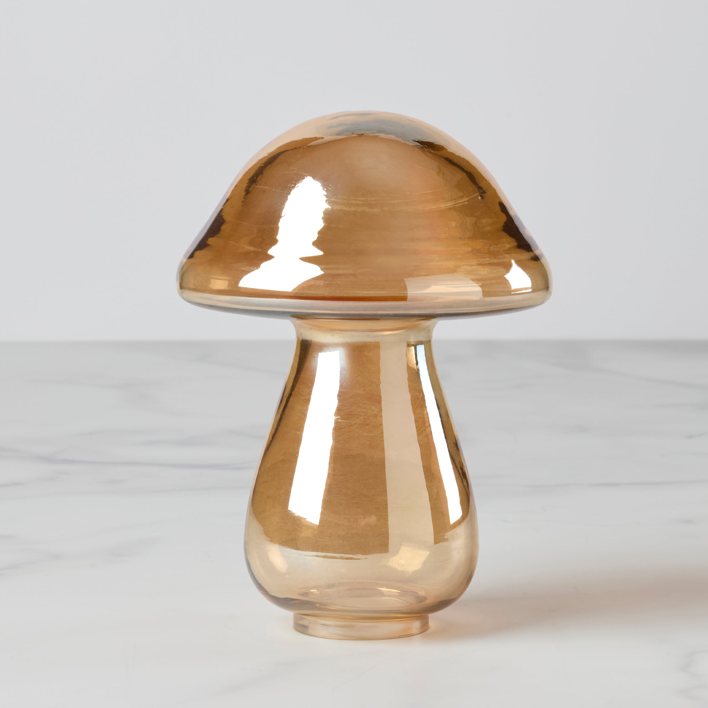 Large Gold Luster Glass Mushroom Decor - Elegant Home Decoration for Living Room, Bedroom, or Office Desk | Perfect Gift Idea