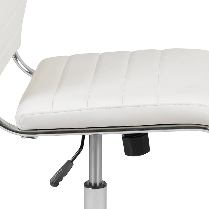 FLASH Hansel Mid Back Executive Office Chair - White LeatherSoft Upholstery, Ergonomic Swivel Design for Home & Office Workspace - Perfect for Desk Work, Conference Rooms & Professional Environments