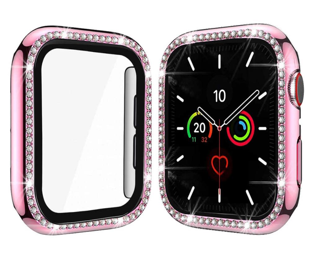 Diamond Style Case with Tempered Glass Screen Protector for Apple Watch Series 6 - Elegant Protection for Workouts & Daily Wear