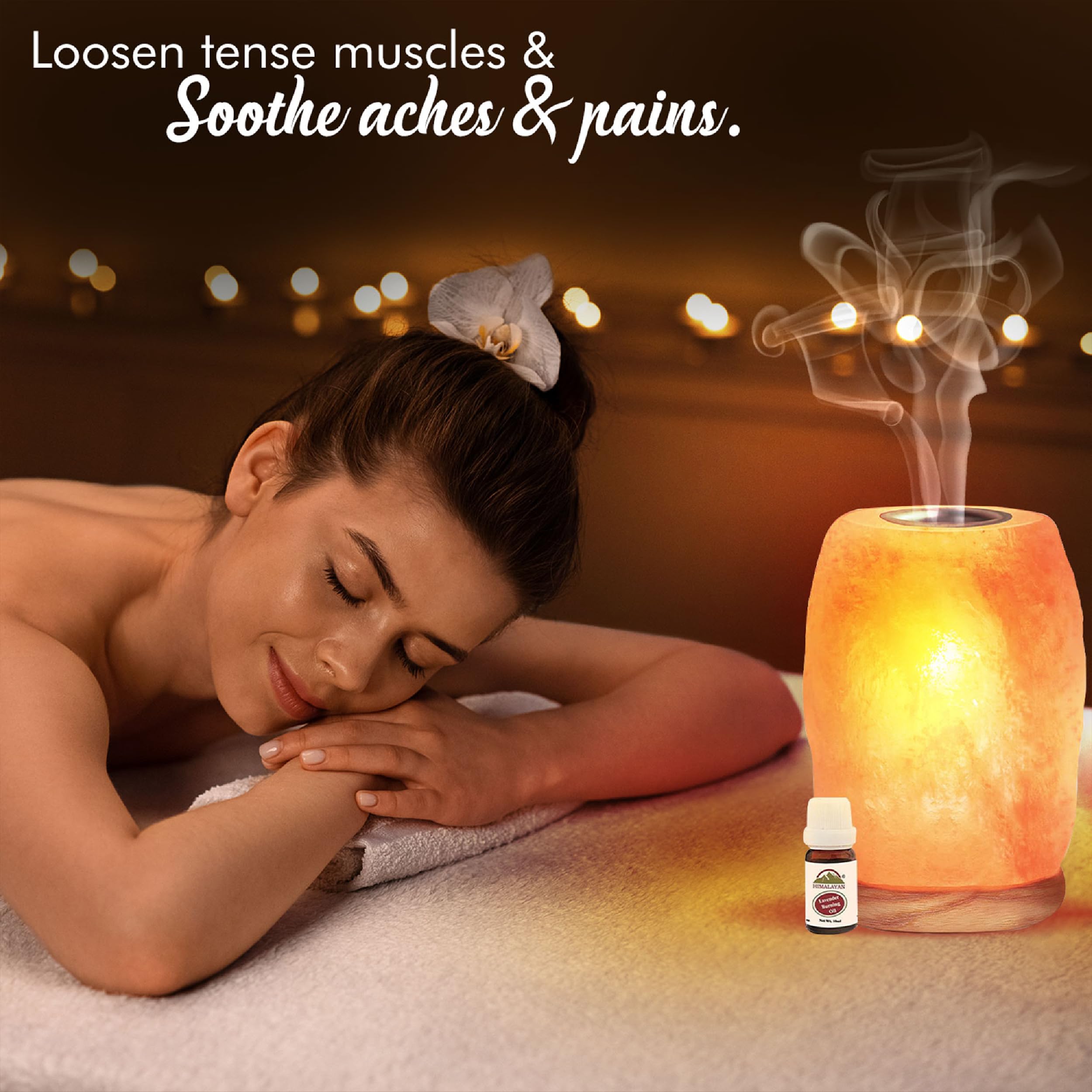 Himalayan Glow Natural Salt Lamp with Essential Oil Diffuser & USB Charging - Warm Amber LED Night Light for Home, Office, Bedroom, Yoga & Meditation Room - Perfect for Relaxation, Stress Relief & Aromatherapy