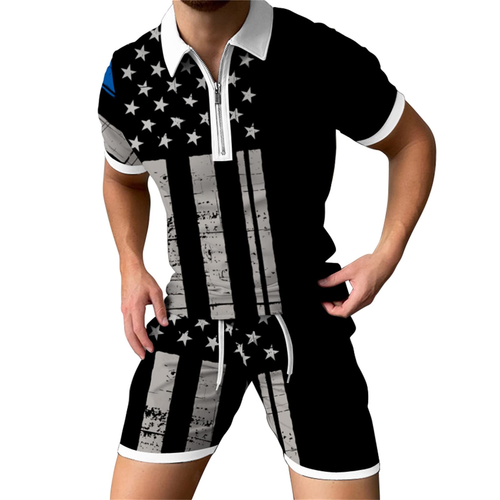 Ozmmyan Men's 3D Printed Retro Tracksuit - Athletic Sports Jogging Suit with Zipper for Summer, Casual Wear & Gym Workouts | Perfect for Running, Training & Street Style Fashion