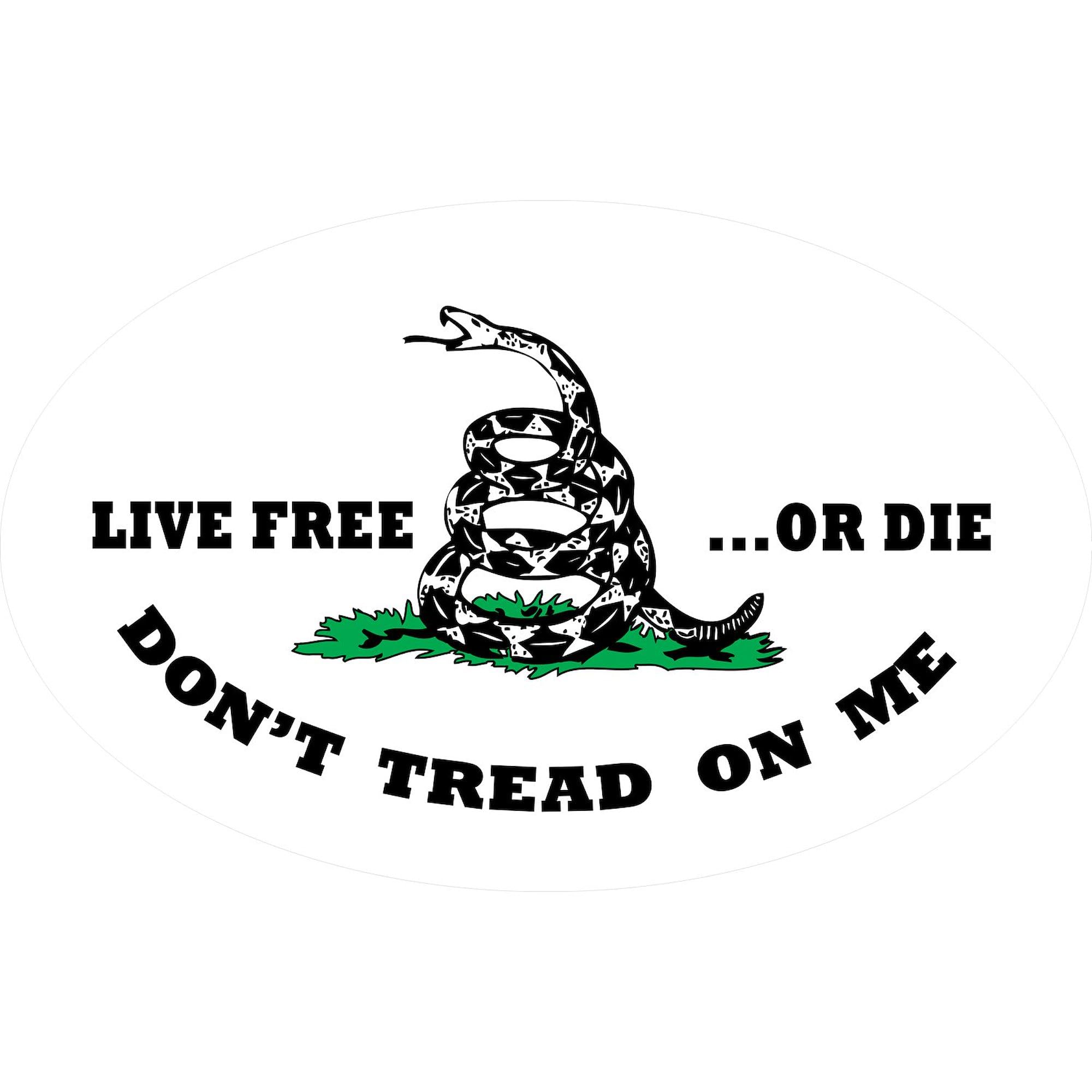 Don't Tread On Me Oval Bumper Sticker - Live Free or Die Decal for Cars, Trucks & Motorcycles - Patriotic American Flag Vinyl Sticker for Windows, Laptops & Coolers