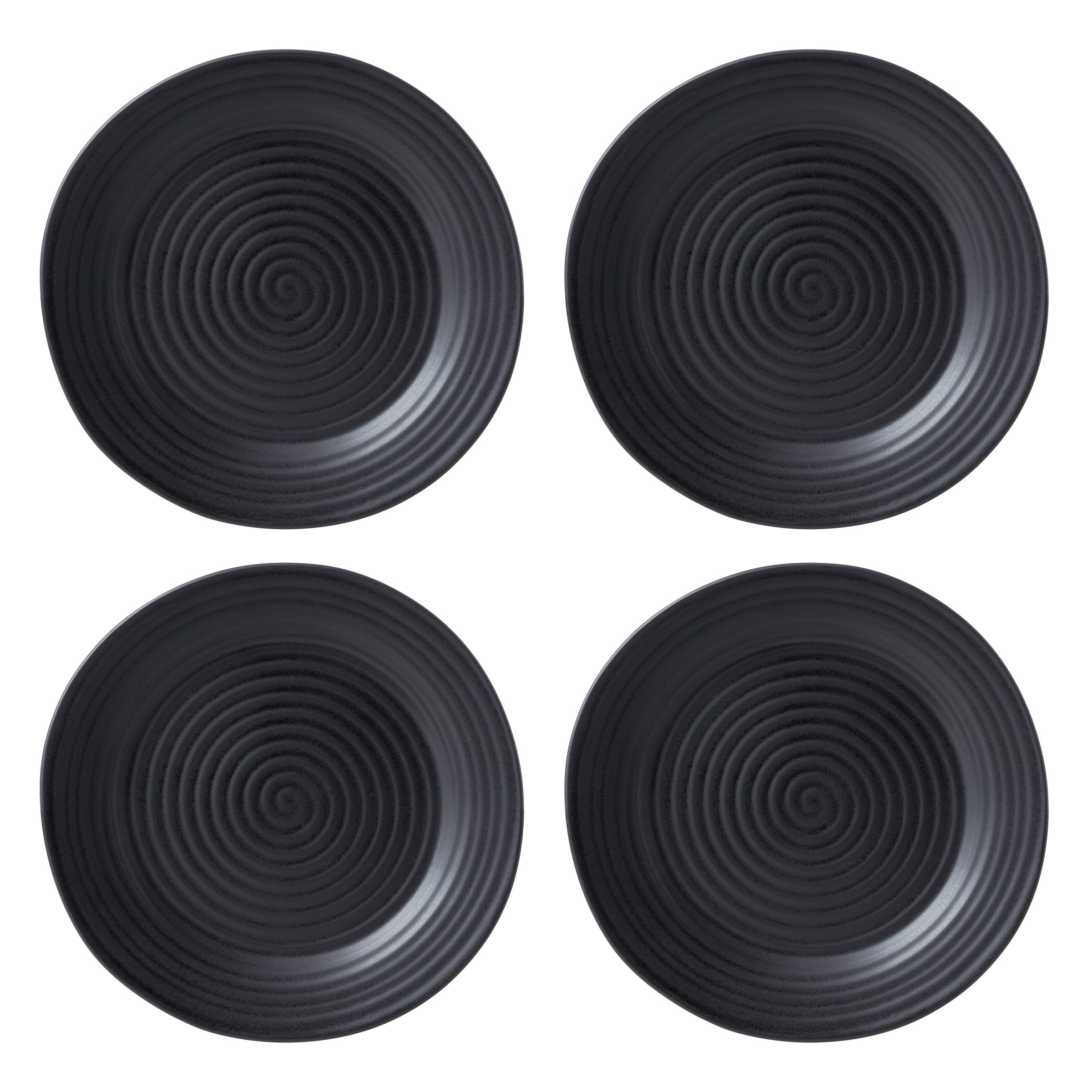Premium Ridge Black 12-Piece Dinnerware Set - Elegant Porcelain Plates, Bowls & Mugs for Modern Dining - Perfect for Dinner Parties, Family Meals & Restaurant-Style Presentation