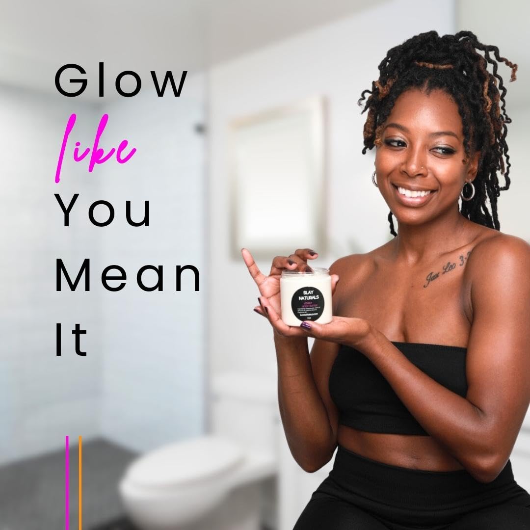 Slay Naturals' 8 oz Moisturizing Body Butter with Shea Butter, Almond Oil & Olive Oil | Handmade Luxurious Skin Cream for Dry Skin | Perfect for Daily Hydration, Massage & Gift Giving