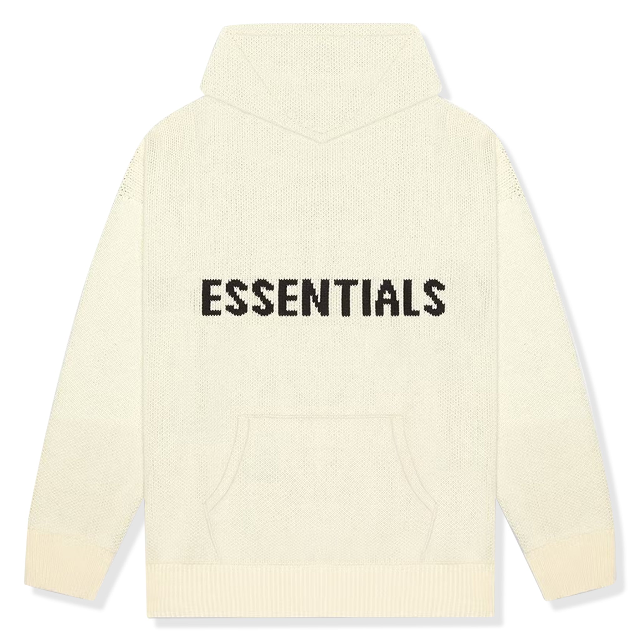 Fear of God Essentials Cream Knit Hoodie - Men's Casual Pullover Sweatshirt for Streetwear & Loungewear | Perfect for Everyday Wear and Relaxing at Home