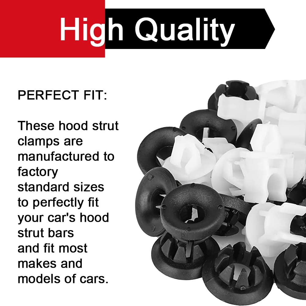 30PCS Car Hood Prop Rod Holder Clips - Black & White Hood Support Clips Replacement (91503-SS0-003) - Universal Fit for Most Vehicles - Perfect for Engine Maintenance & DIY Car Repairs