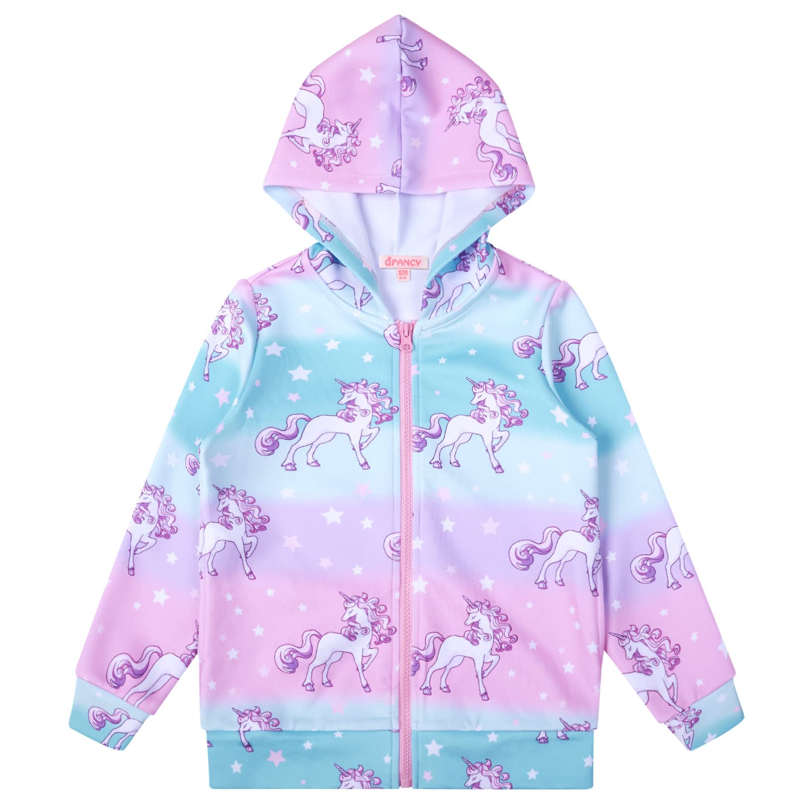 Unicorn Zip Up Hoodie for Girls with Pockets - Cute Pullover Sweatshirt for School, Playdates & Outdoor Activities