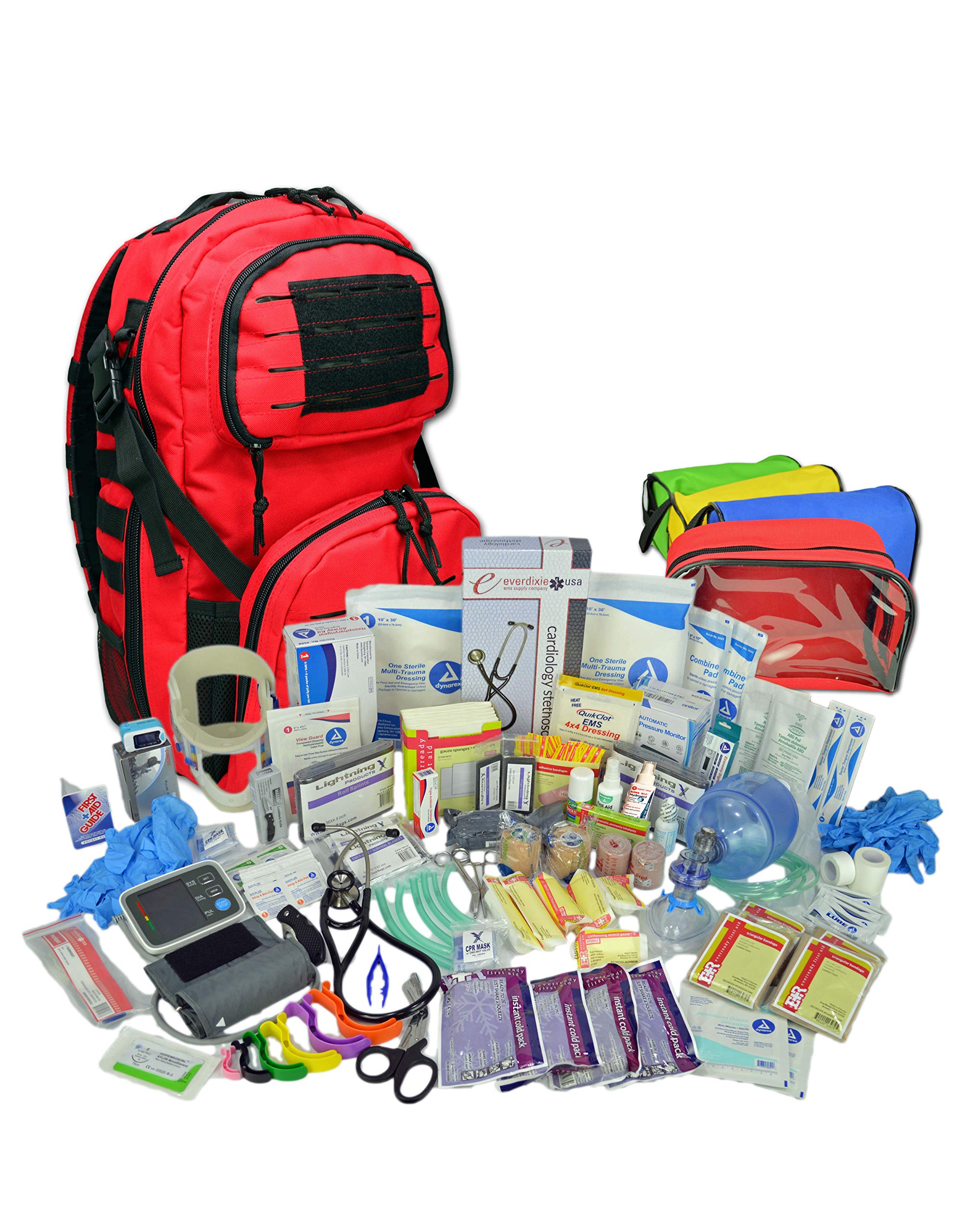 Lightning X Premium Tactical EMS EMT Trauma First Aid Medical Kit Backpack - Emergency Responder Gear for EMTs, Paramedics & First Aid (Red) - Perfect for EMS Professionals, Outdoor Adventures & Emergency Preparedness