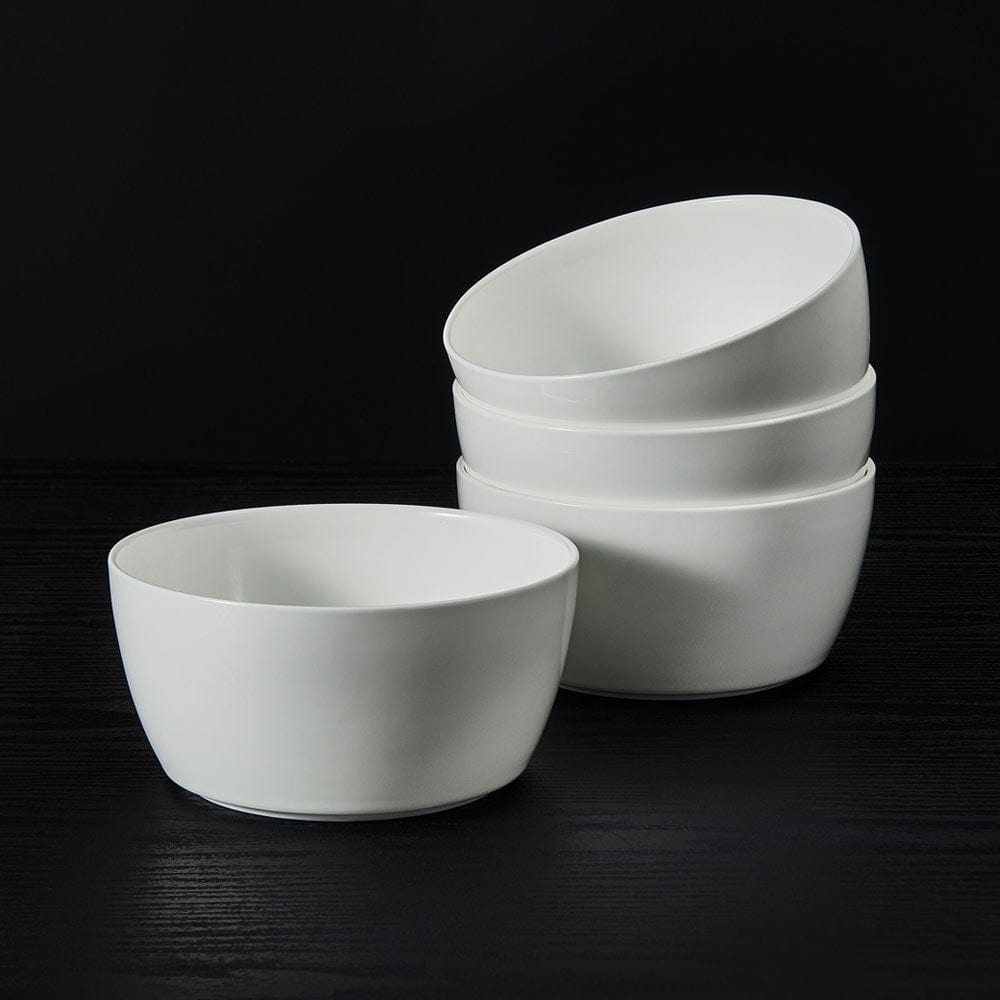 Sloane Set of 4 Soup and Cereal Bowls - Ceramic Breakfast Bowls for Soup, Salad, Pasta, Ice Cream - Perfect for Family Dining, Kitchen, Restaurant Use