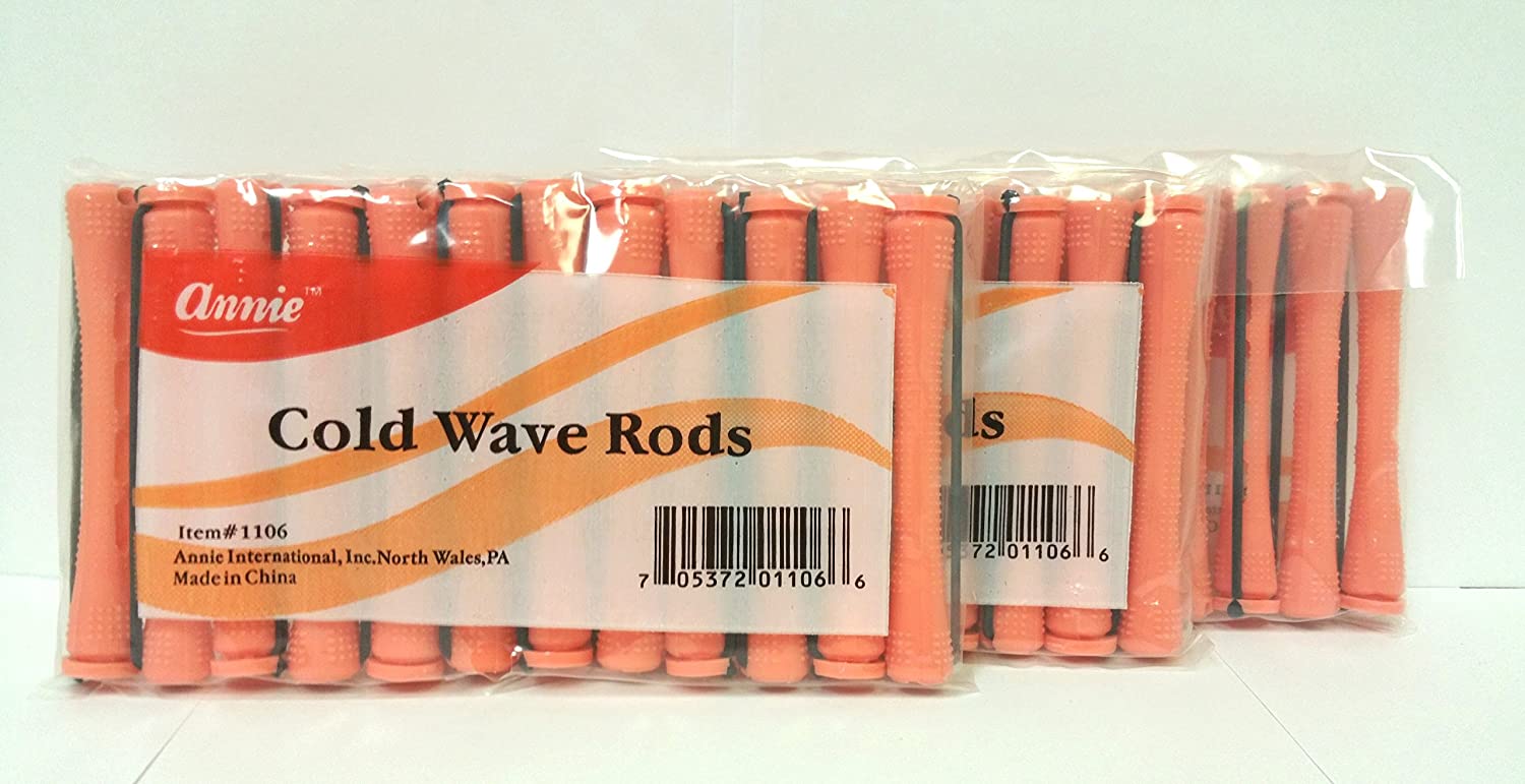 Annie Long Thin Orange Cold Wave Rods #1106 - Professional Hair Styling Tools for Salon & Home Use, Perfect for Creating Loose Waves & Curls