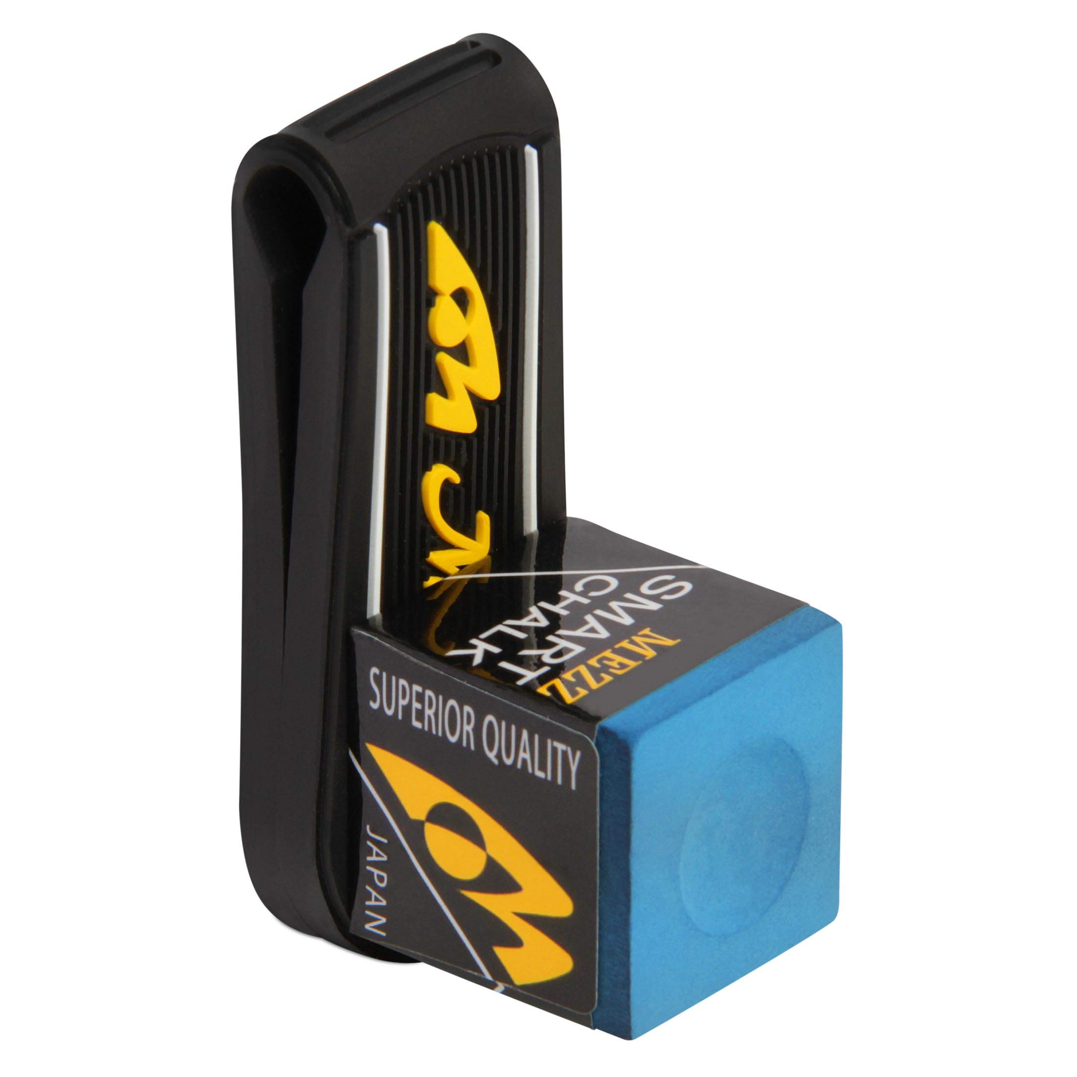 Premium Magnetic Pool Cue Chalk Holder - Black with Yellow Logo for Billiards & Snooker - Perfect for Pool Players & Bar Game Enthusiasts