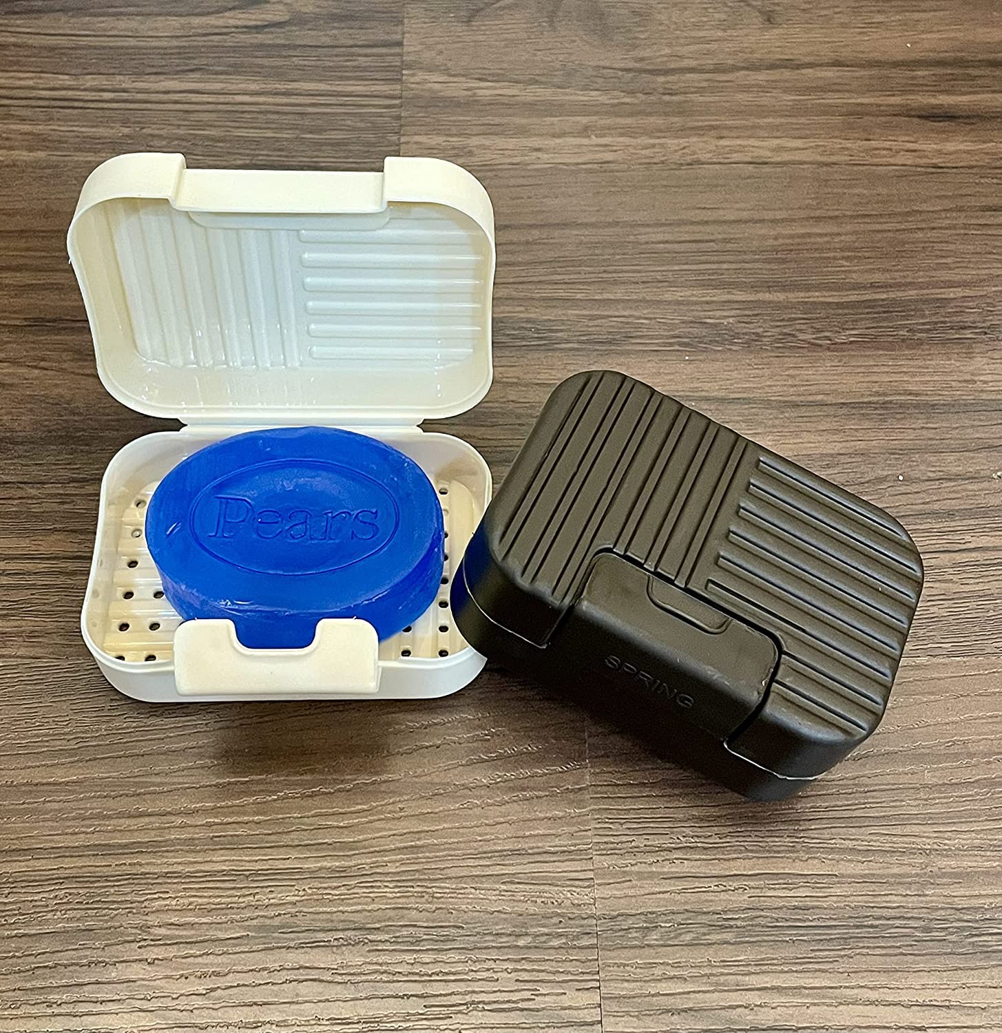 Portable Waterproof Travel Soap Box Holder - Plastic Soap Case for Bathroom, Outdoor & Home Use | Spring Soap Dish Container with Drainage Holes | Compact & Hygienic Storage for Travel, Camping & Gym (Beige & Brown)