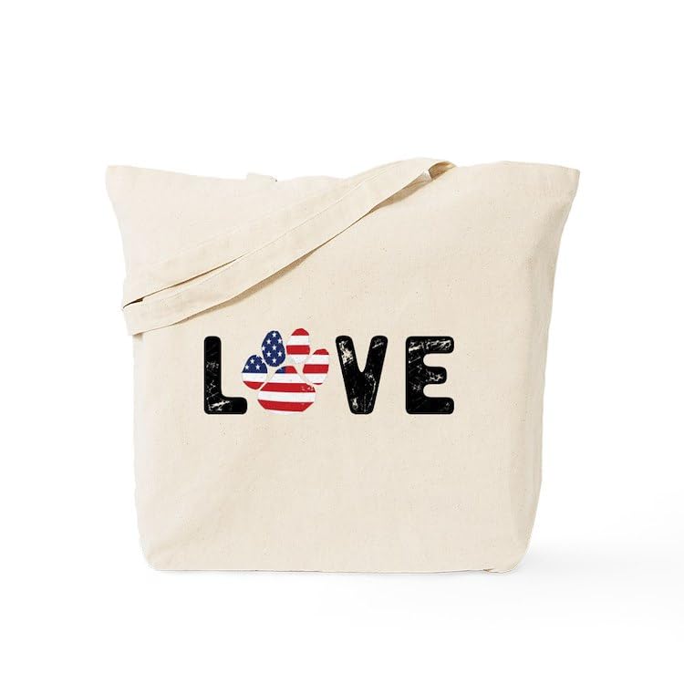 Love Paw Print Tote Bag - Natural Canvas Reusable Shopping Bag for Groceries, Beach & Pet Lovers | Eco-Friendly Cotton Tote with Dog Paw Design