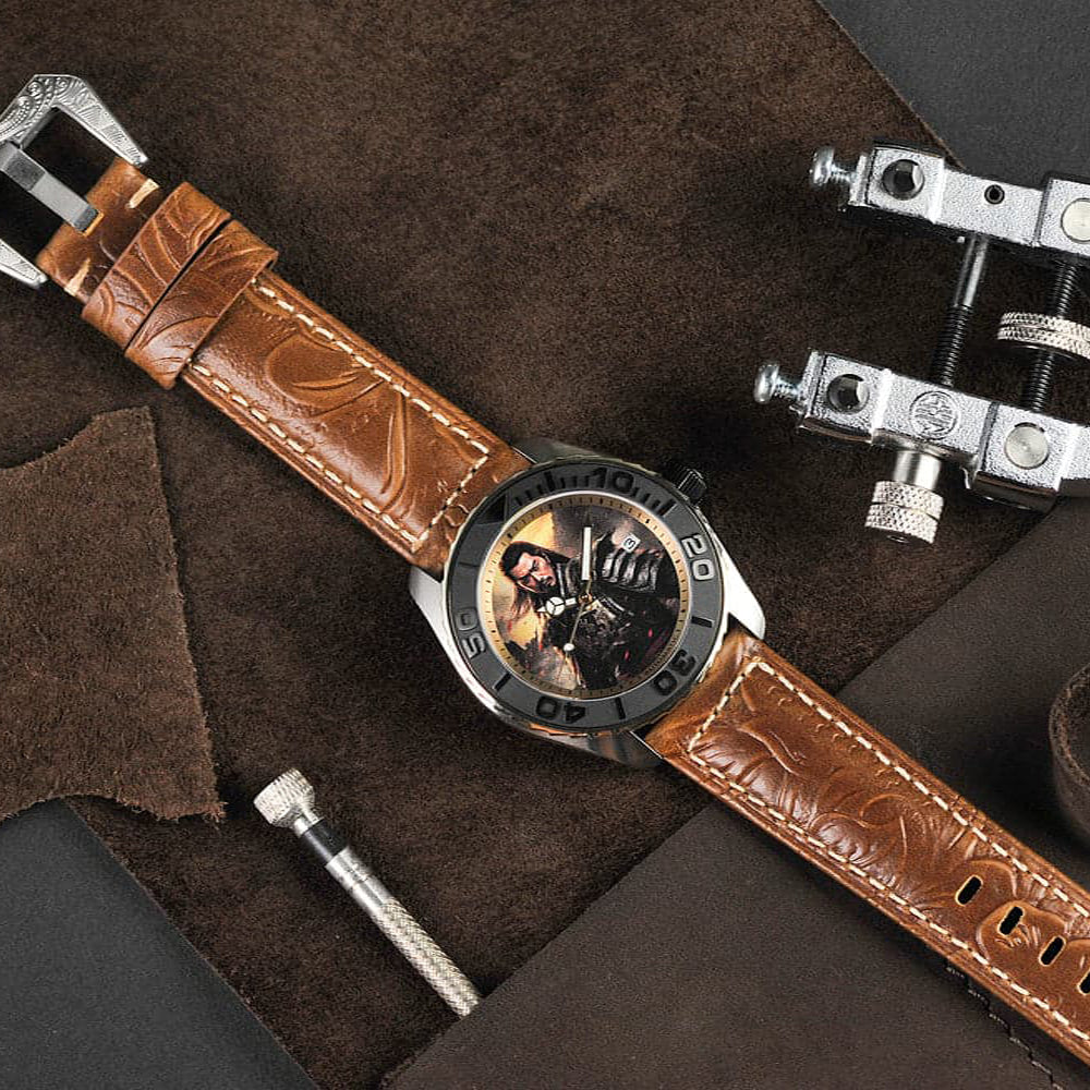 AG Collective Imperial Three Kingdoms Series Brown Leather Strap Men's Watch G 8040 SAN IMP - Classic Vintage Style for Business, Casual & Formal Occasions