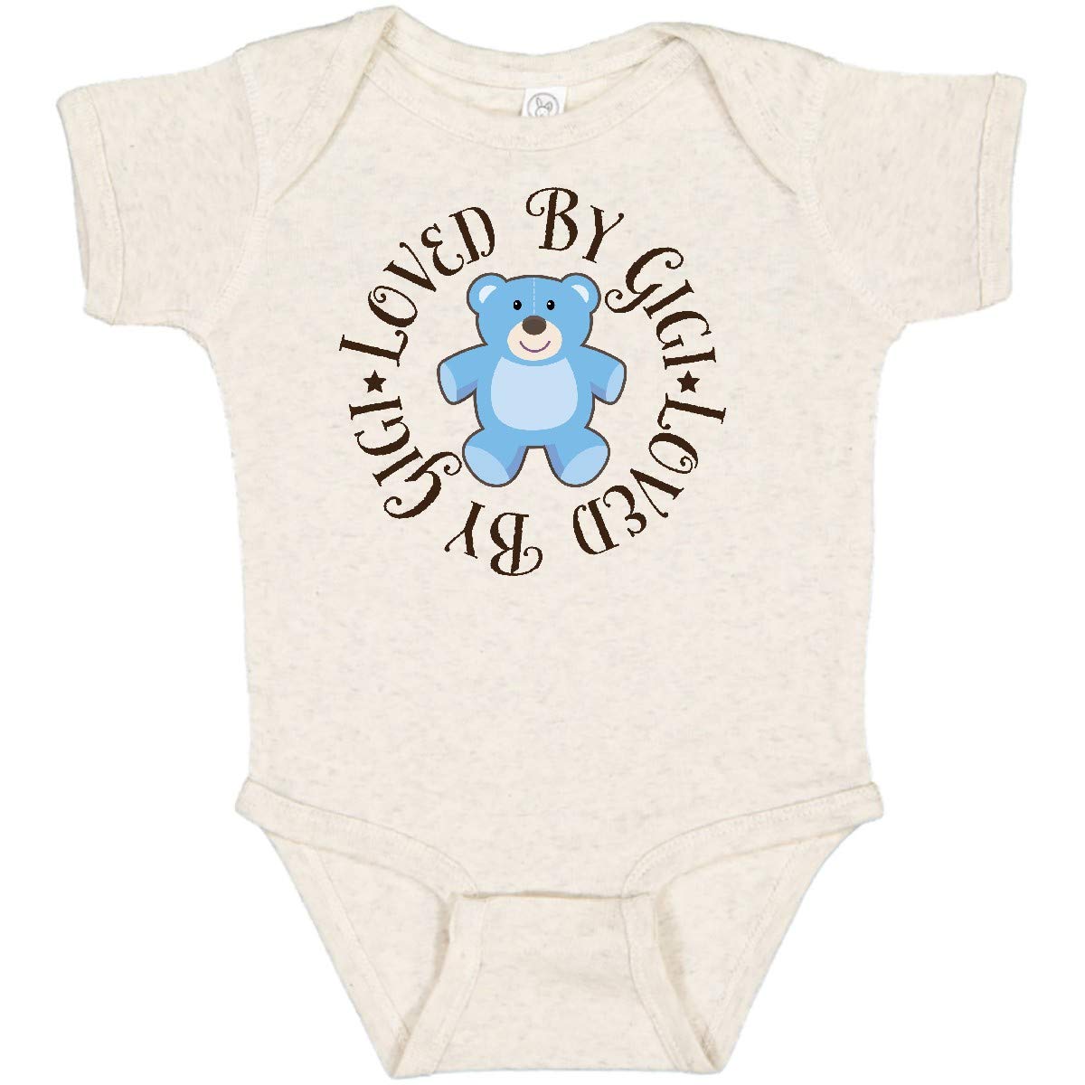 Inktastic Loved by Gigi Baby Boy Short Sleeve Bodysuit - Soft Cotton Onesie for Newborns & Infants - Perfect for Playdates, Family Photos & Everyday Wear