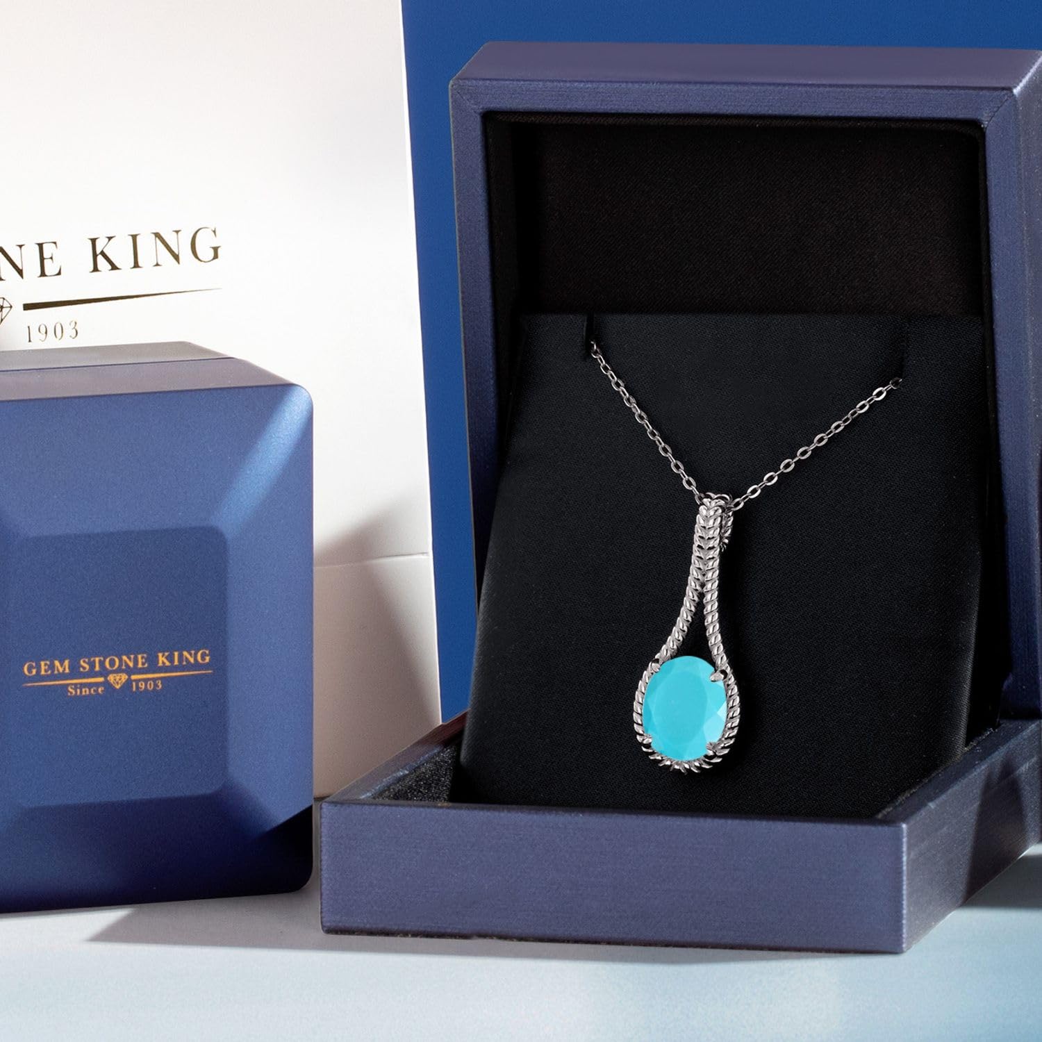 Gem Stone King 925 Sterling Silver 12X10MM Oval Birthstone Necklace for Women | Twisted Rope Solitaire Pendant with 18 Inch Silver Chain | Perfect Gift for Birthday, Anniversary & Mother's Day